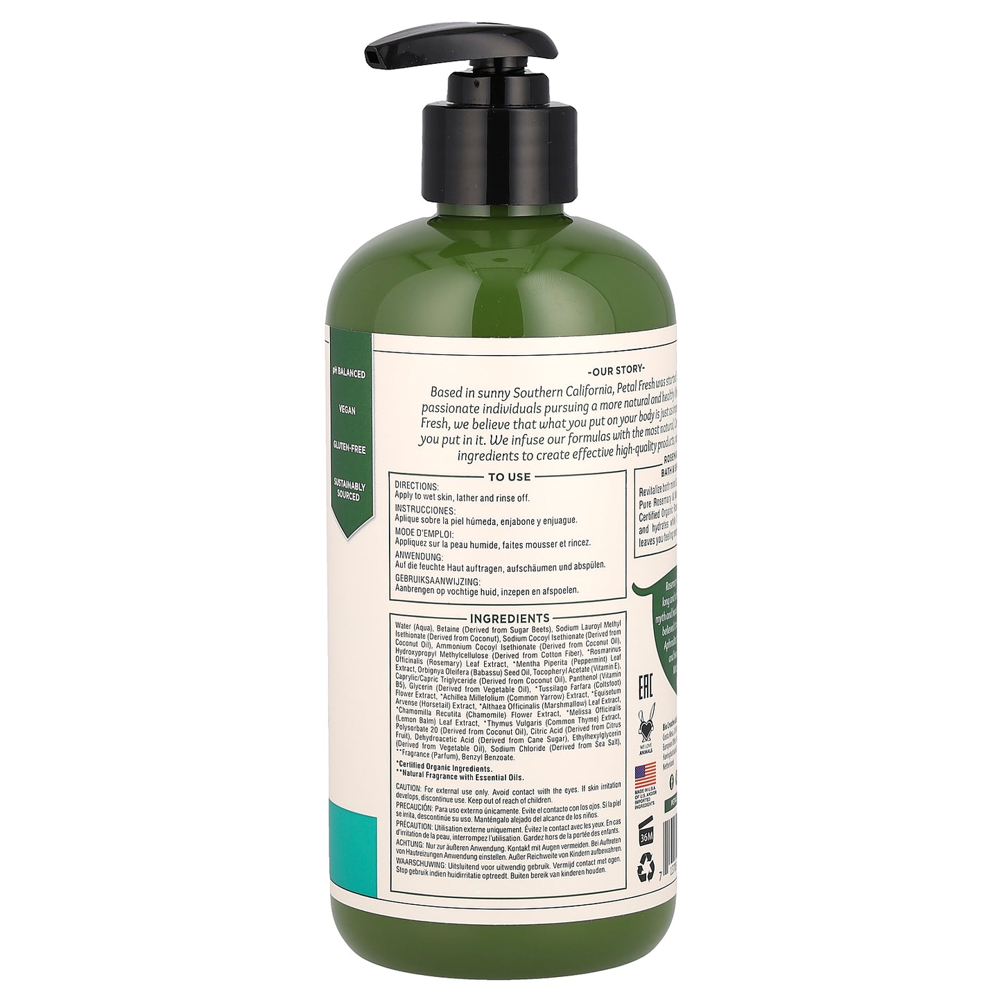 Petal Fresh, Energizing Bath & Shower Gel, Rosemary & Mint, 16 fl oz (475 ml)