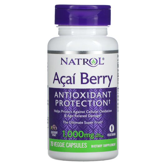 Natrol, Acai Berry, 1,000 mg, 75 Veggie Caps (500 mg per Capsule)