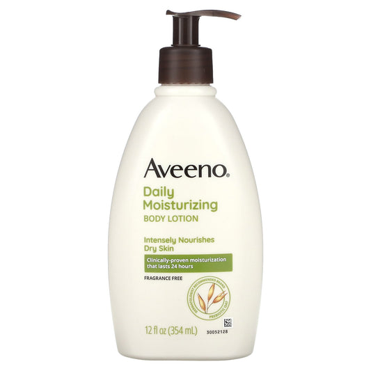 Aveeno, Daily Moisturizing Body Lotion, Fragrance Free, 12 fl oz (354 ml)