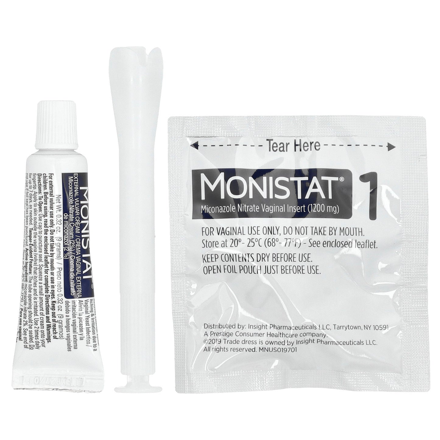 Monistat, 1-Day Treatment Combination Pack, Day or Night™ Ovule®, 1 Ovule® Insert, 2.6 g + 0.32 oz (9 g) Tube