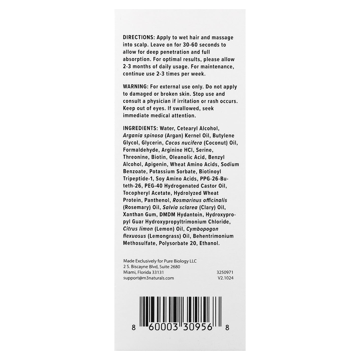 Pure Biology, RevivaHair™, Growth Stimulating & Anti Hair Loss Conditioner , 8 oz (240 ml)