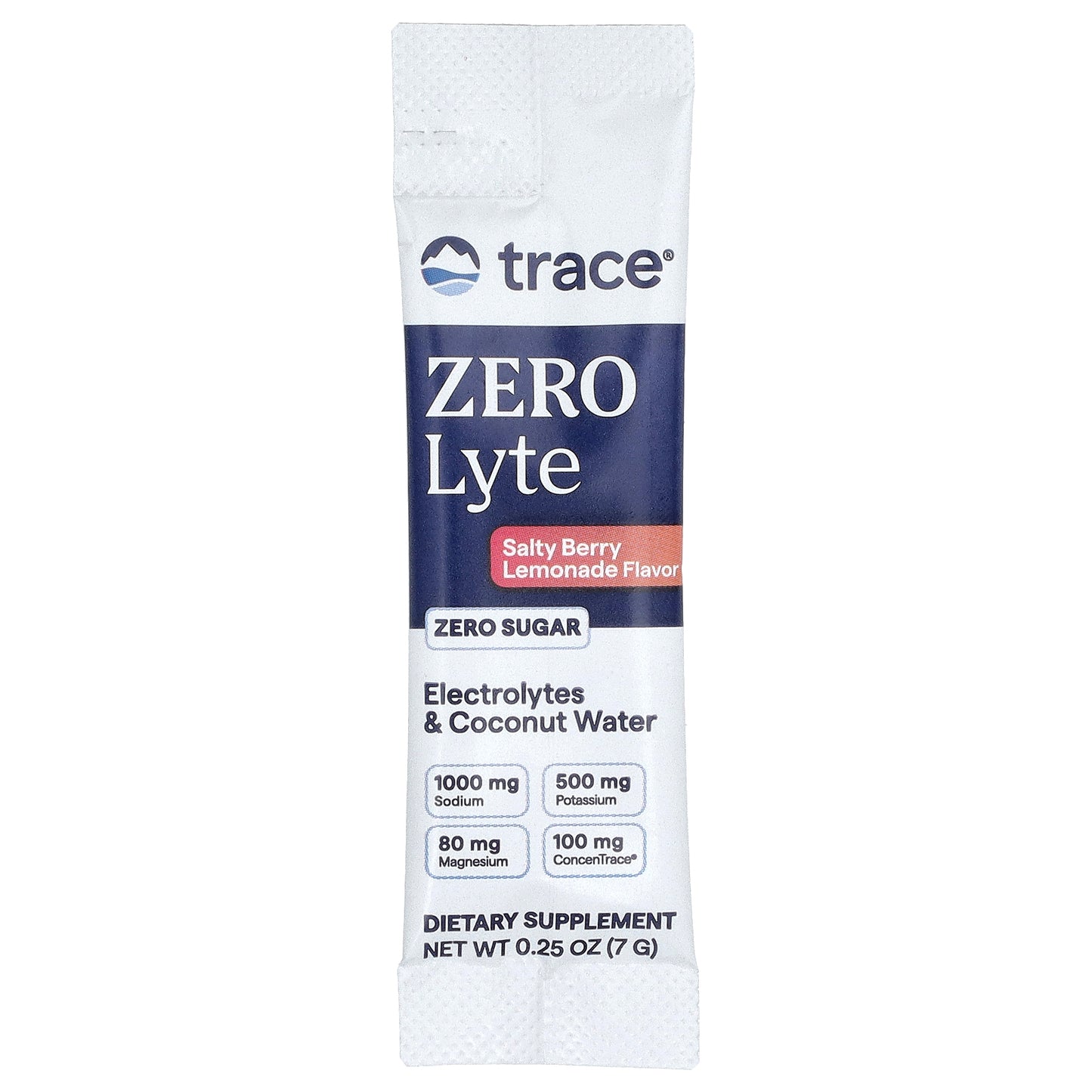 Trace, ZEROLyte, Electrolyte & Coconut Water, Salty Berry Lemonade, 30 Packets, 0.25 oz (7 g) Each