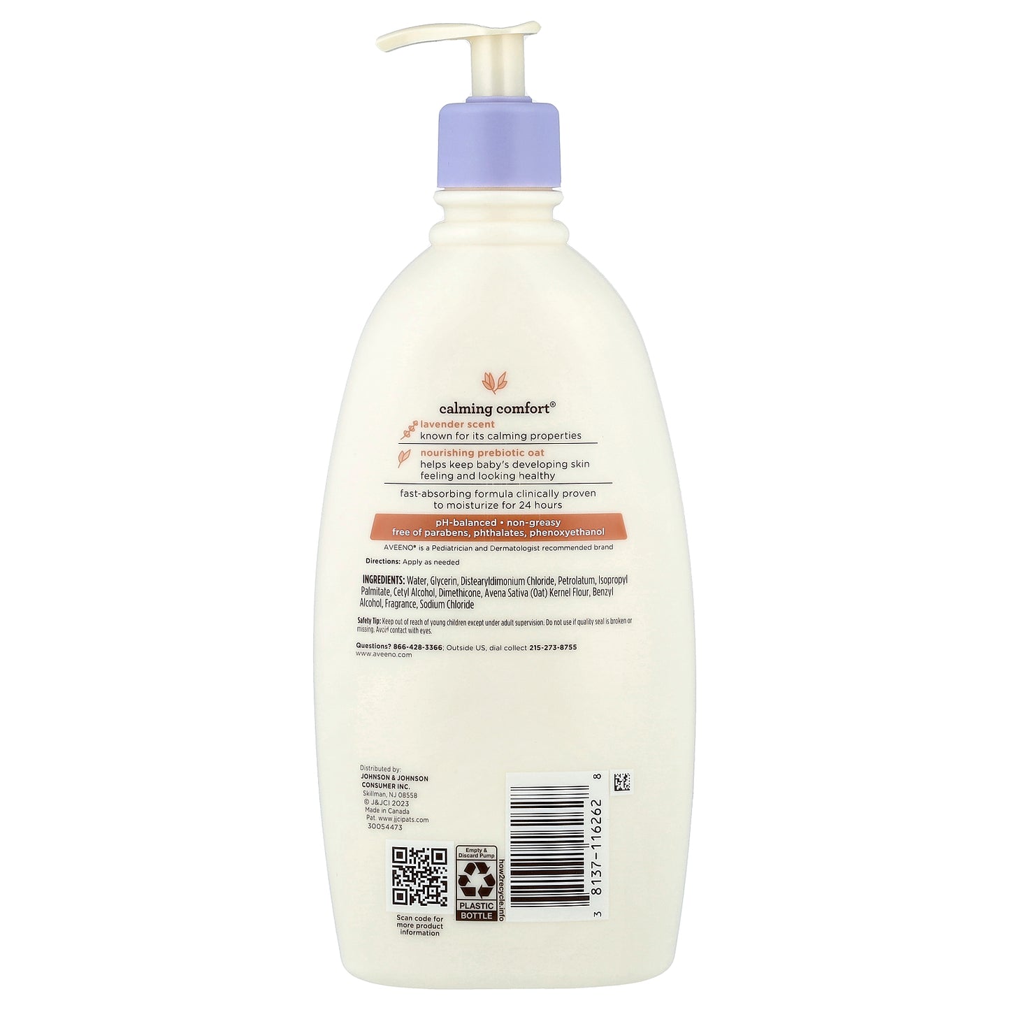 Aveeno, Baby, Calming Comfort® Lotion, Lavender & Vanilla, 18 fl oz (532 ml)