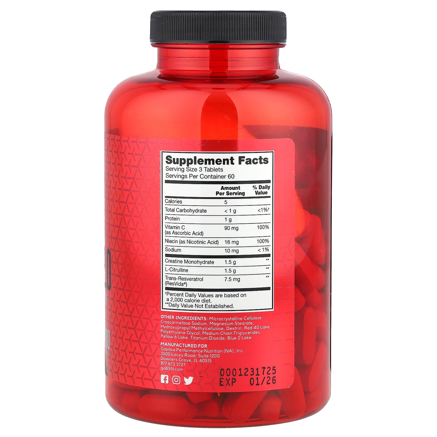 BSN, Nitrix® 2.0, Concentrated Nitric Oxide Precursor, 180 Tablets