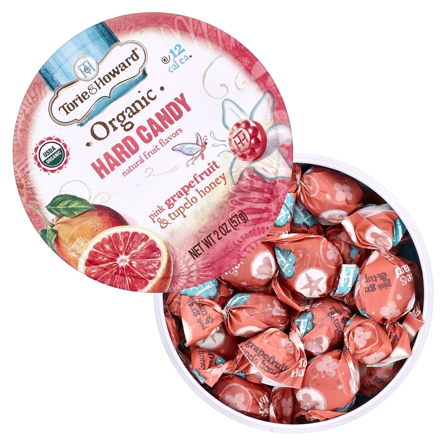 Torie & Howard, Organic Hard Candy, Pink Grapefruit & Tupelo Honey, 2 oz (57 g)