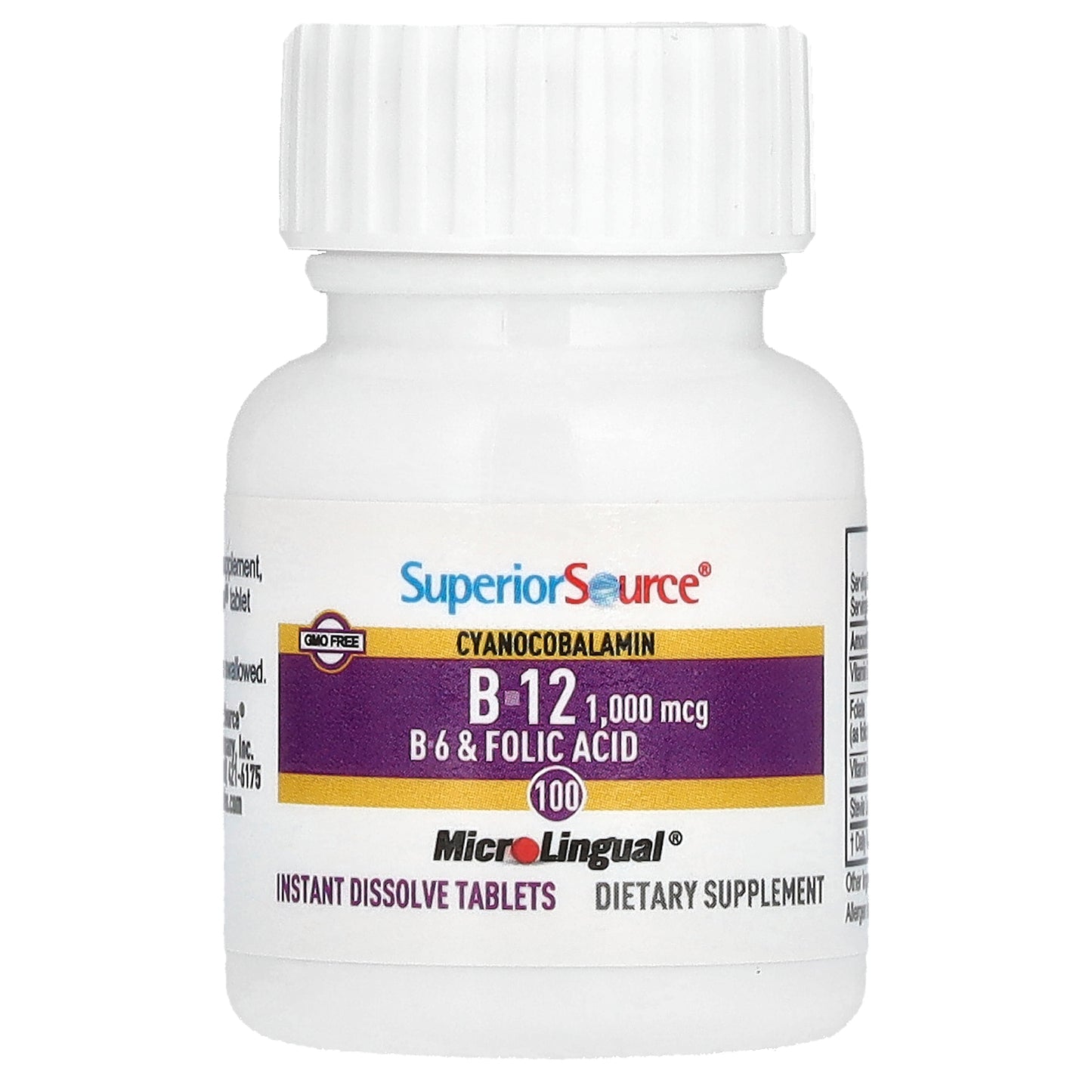 Superior Source, Cyanocobalamin B-12, B-6 & Folic Acid, 100 MicroLingual Instant Dissolve Tablets