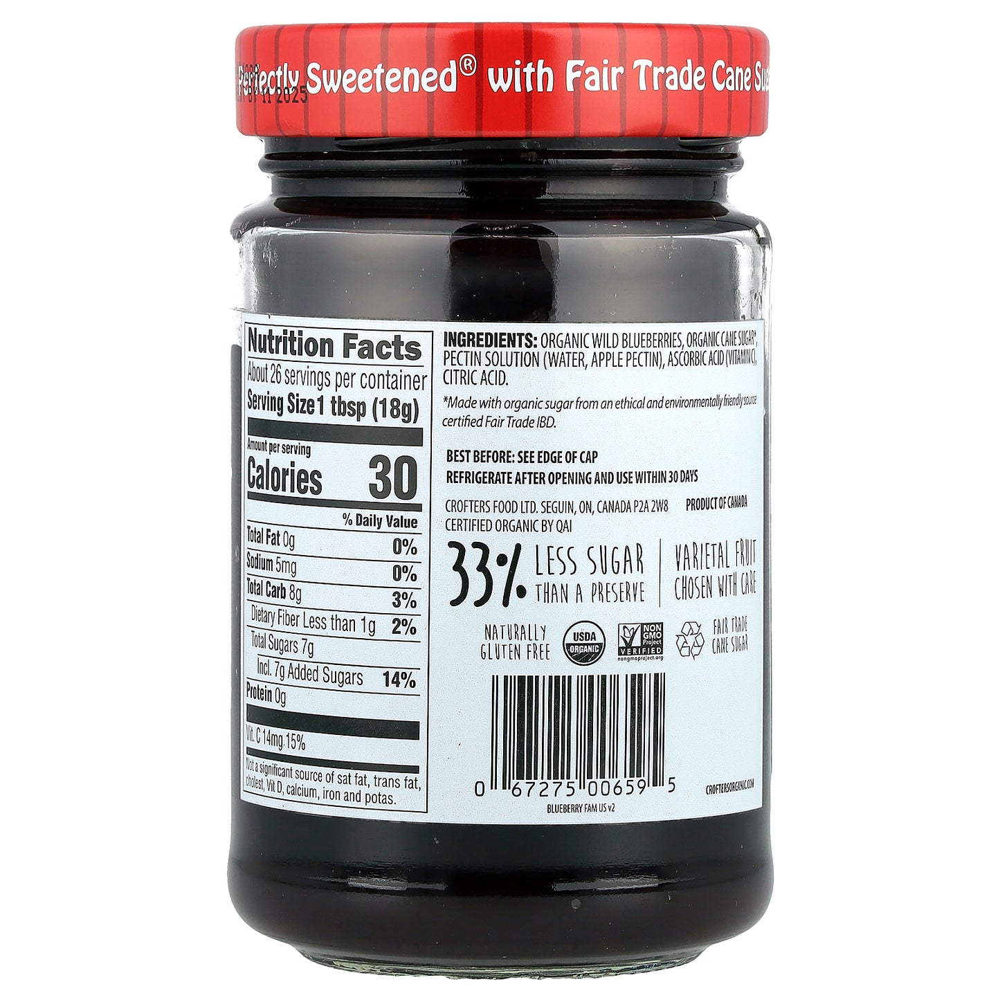 Crofter's Organic, Organic Premium Spread, Wild Blueberry, 16.5 oz (468 g)