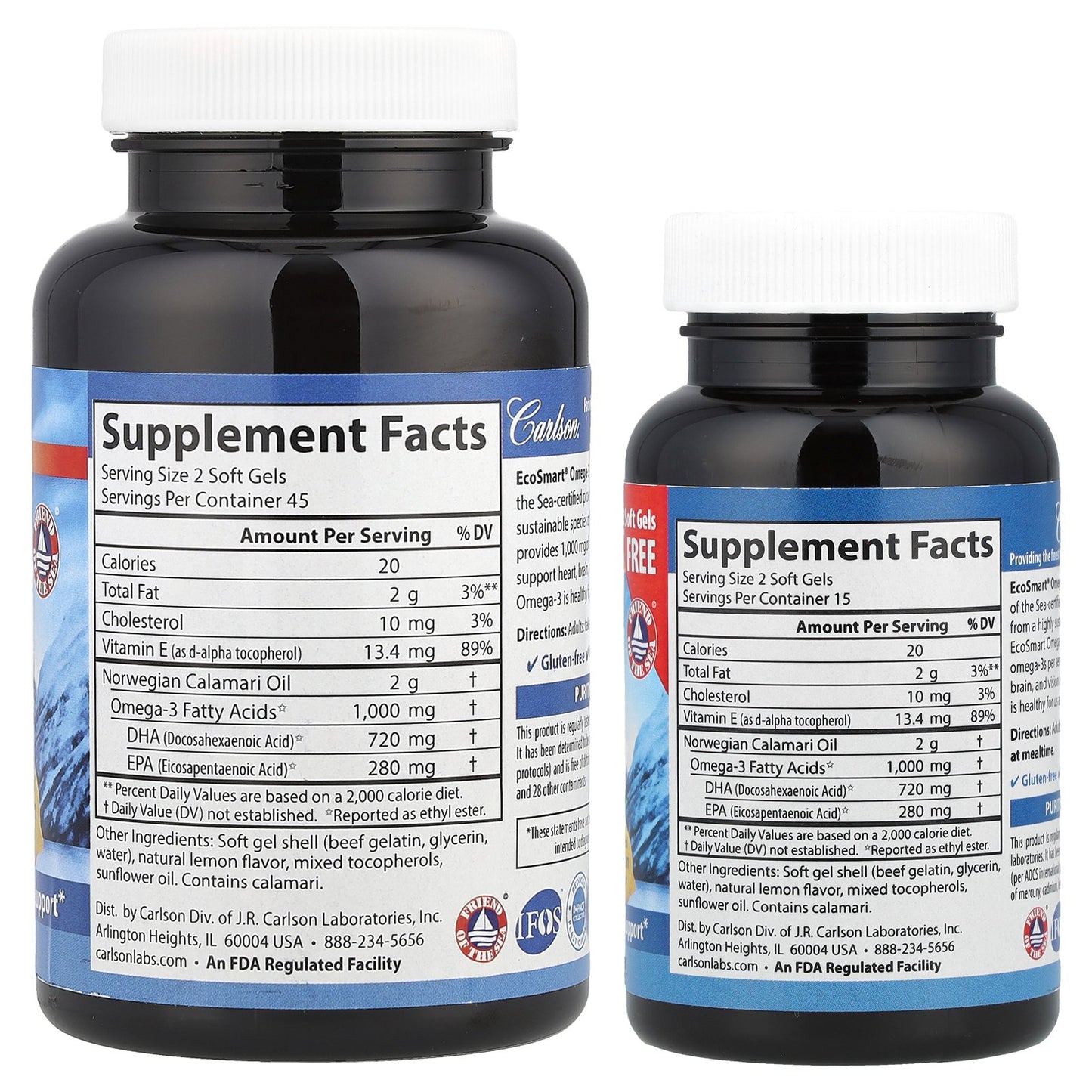 Carlson, Wild Norwegian, EcoSmart® Omega-3, Natural Lemon, 120 Soft Gels