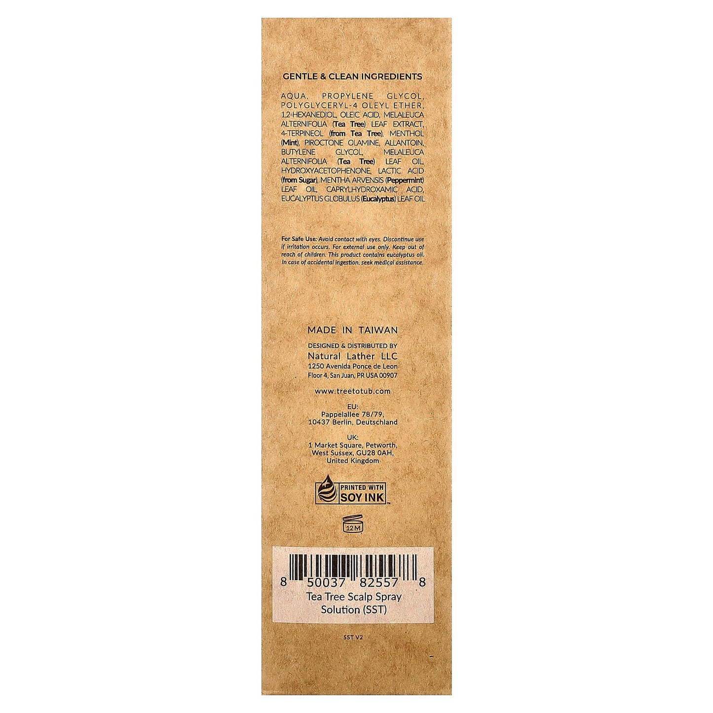 Tree To Tub, Tea Tree Scalp Spray Solution, Tea Tree & Peppermint, 3.4 fl oz (100 ml)