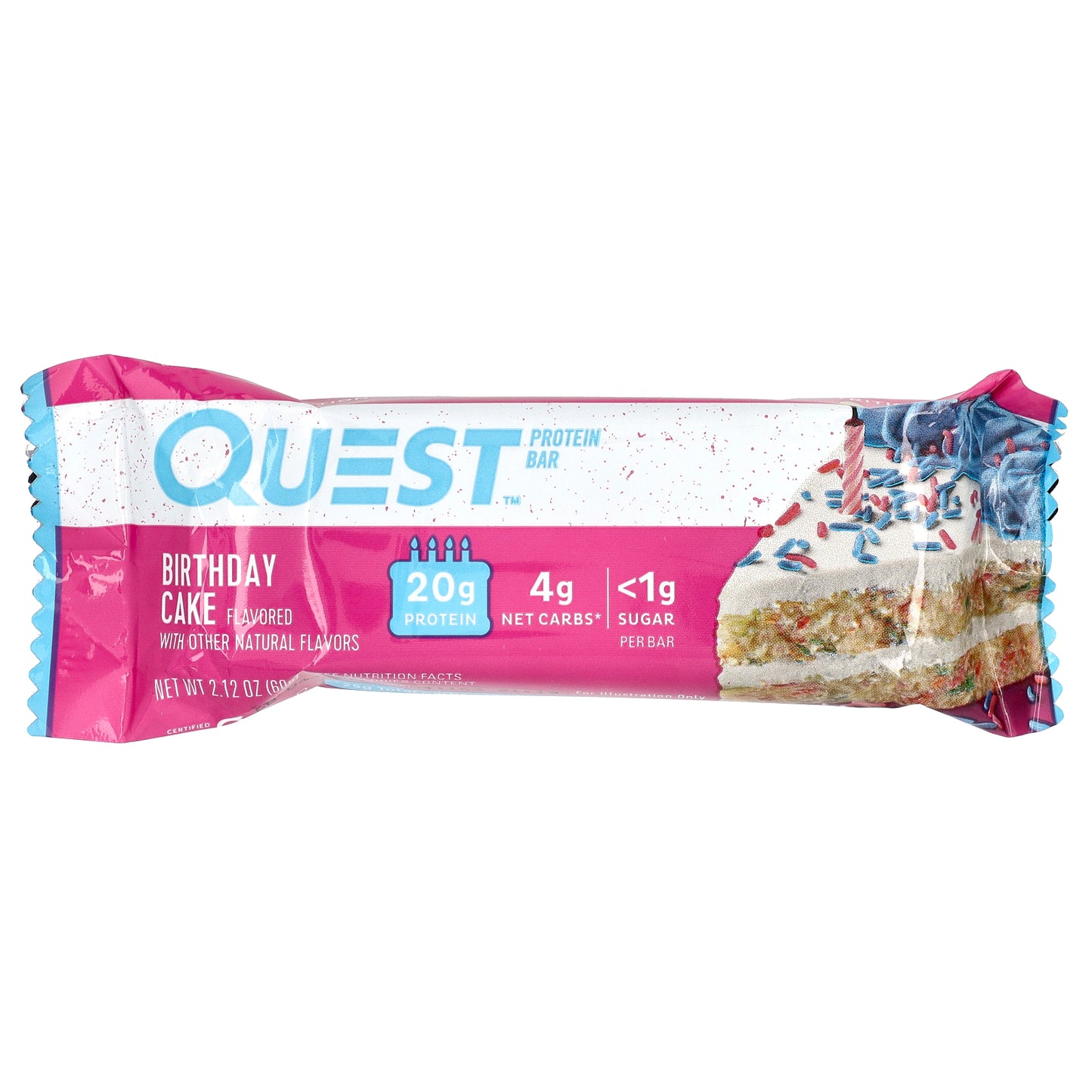 Quest Nutrition, Protein Bar, Birthday Cake, 4 Bars, 2.12 oz (60 g) Each