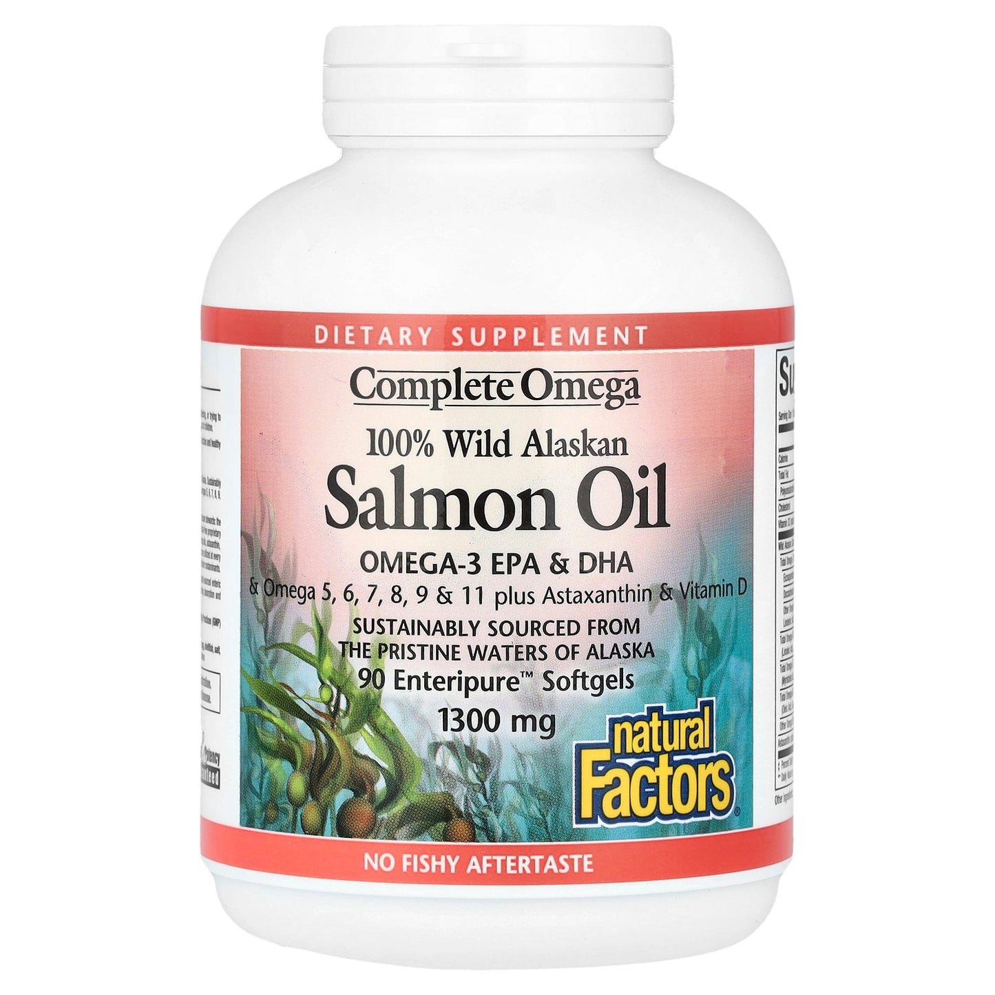 Natural Factors, Complete Omega, 100% Wild Alaskan Salmon Oil, 1,300 mg, 90 Enteripure™ Softgels