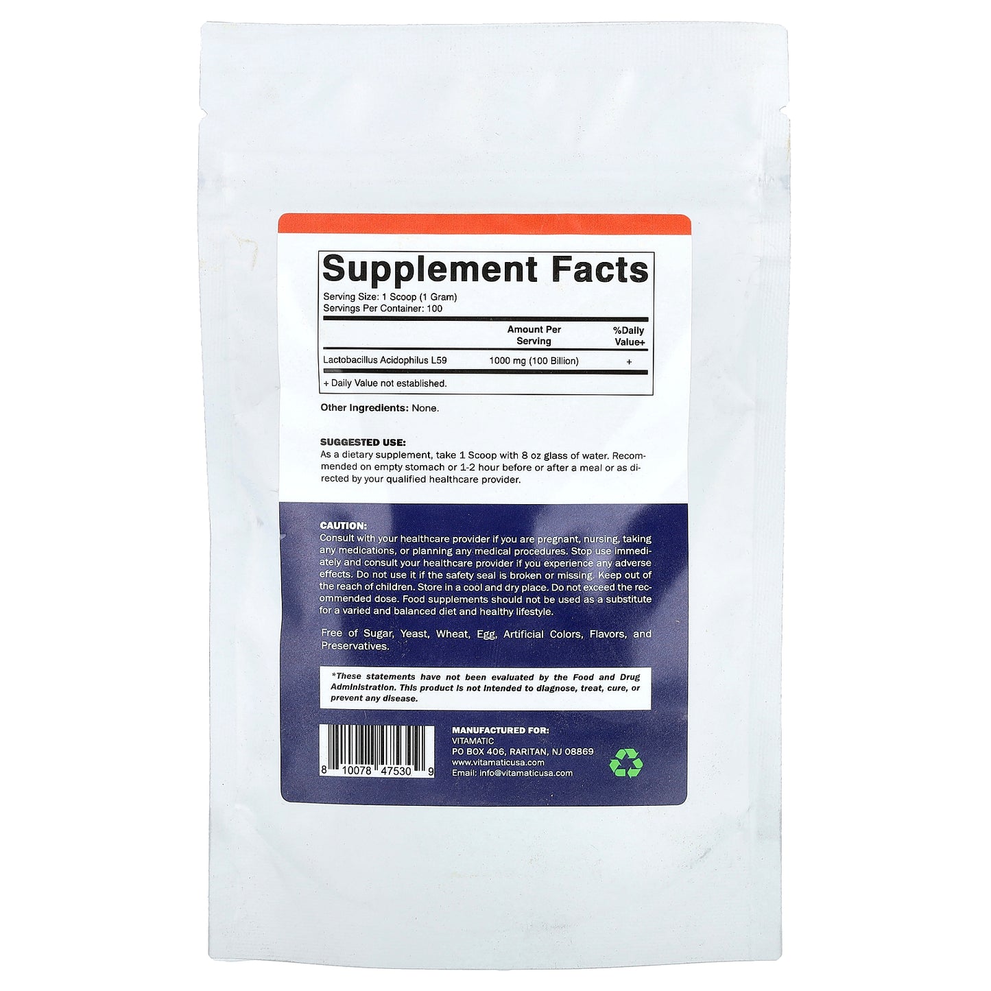 Vitamatic, Lactobacillus Acidophilus, 3.5 oz (100 g)