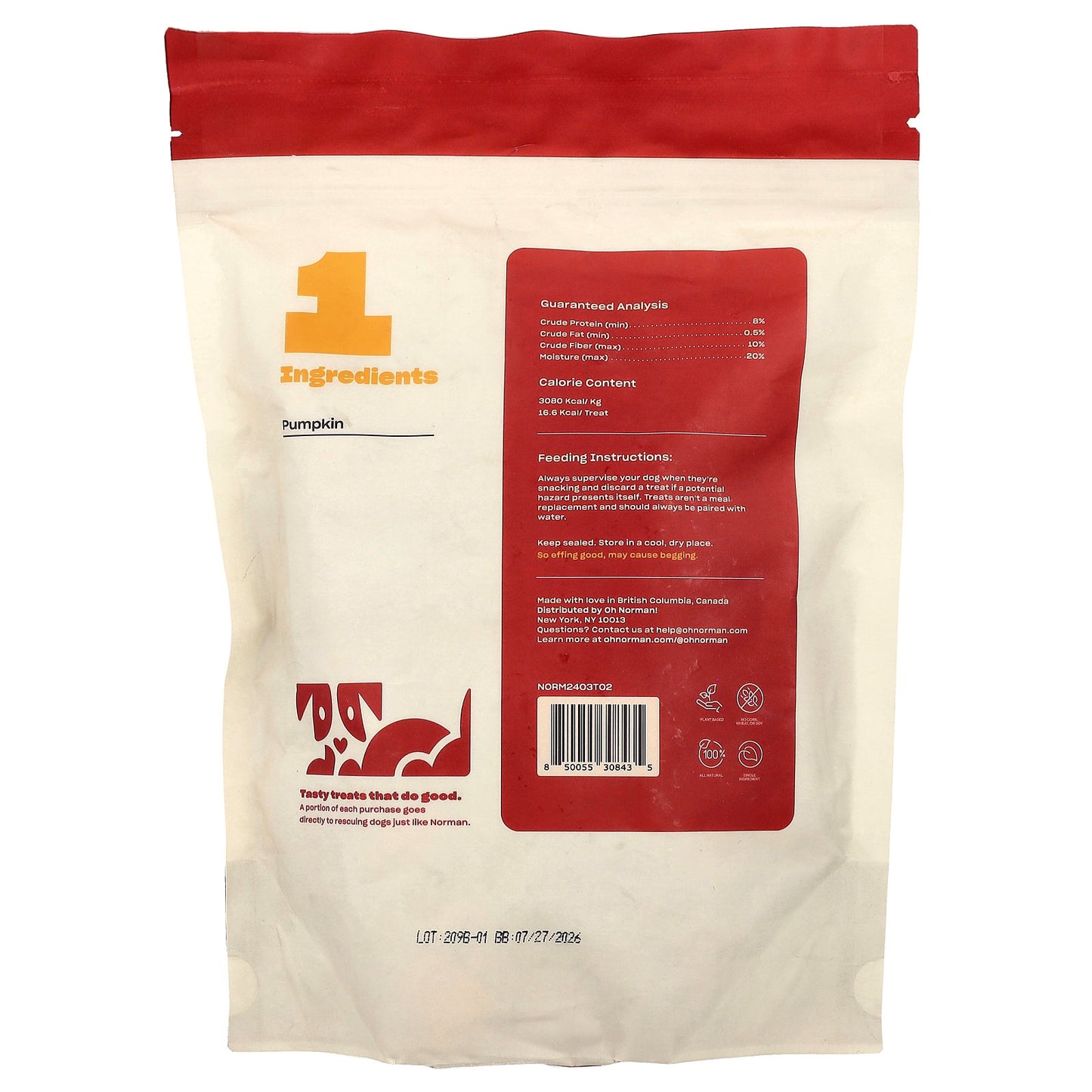 Oh Norman, Dog Treats, Pumpkin Slices, 6 oz (170 g)