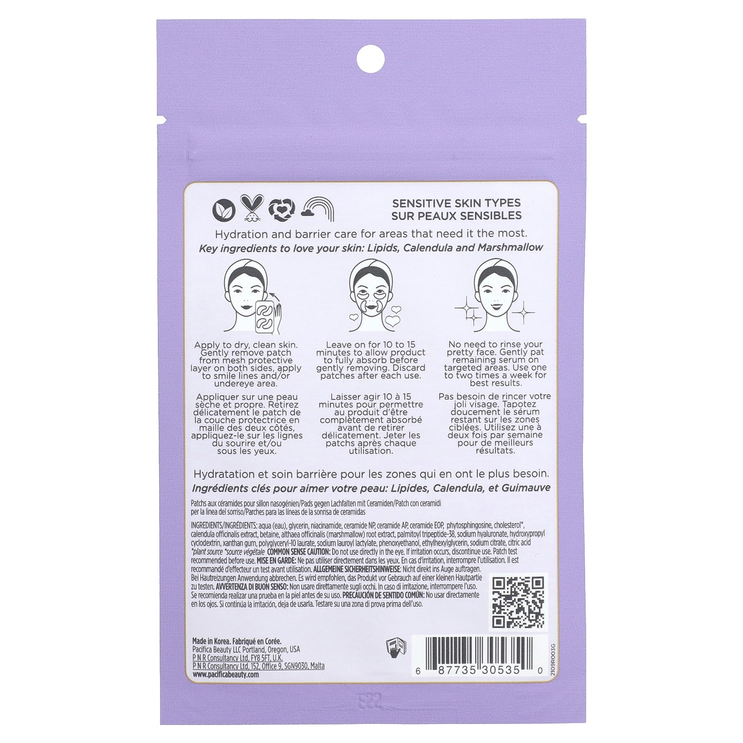 Pacifica, Vegan Ceramide, Hydration Fill Undereye & Smile Line Jelly Patches, Fragrance-Free, 4 Patches, 0.33 fl oz (10 ml)