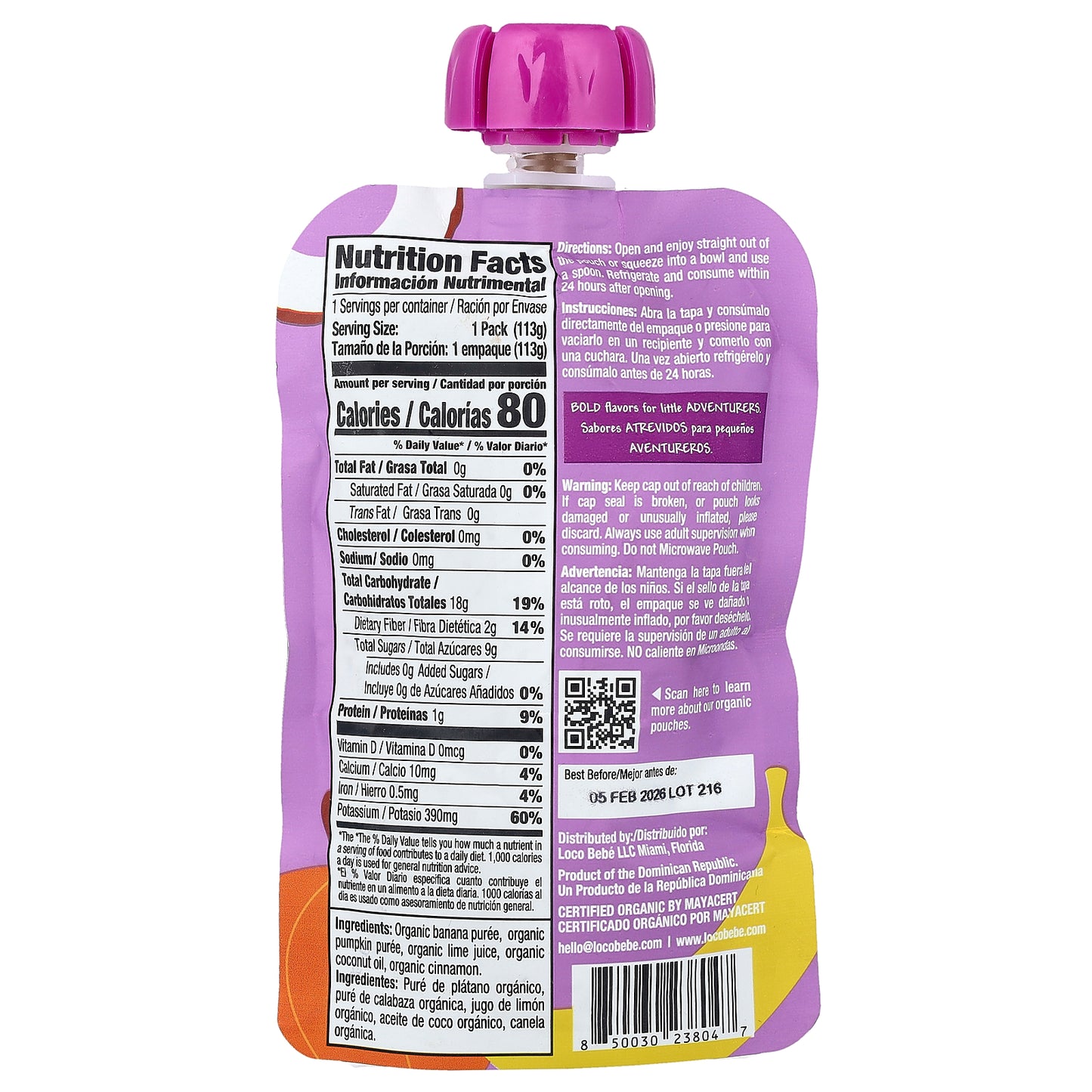 Loco Bebe, Organic Puree, 6+ Months, Caribbean Pumpkin, 4 oz (113 g)