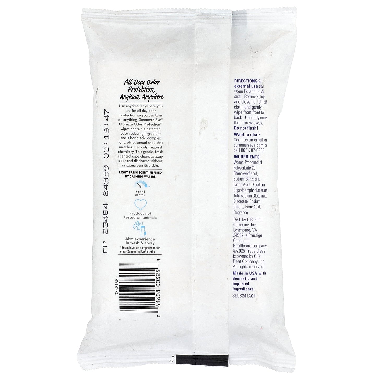 Summer's Eve, Ultimate Odor Protection™, pH-Balanced Cleansing Cloths, Light Fresh, 32 Cloths