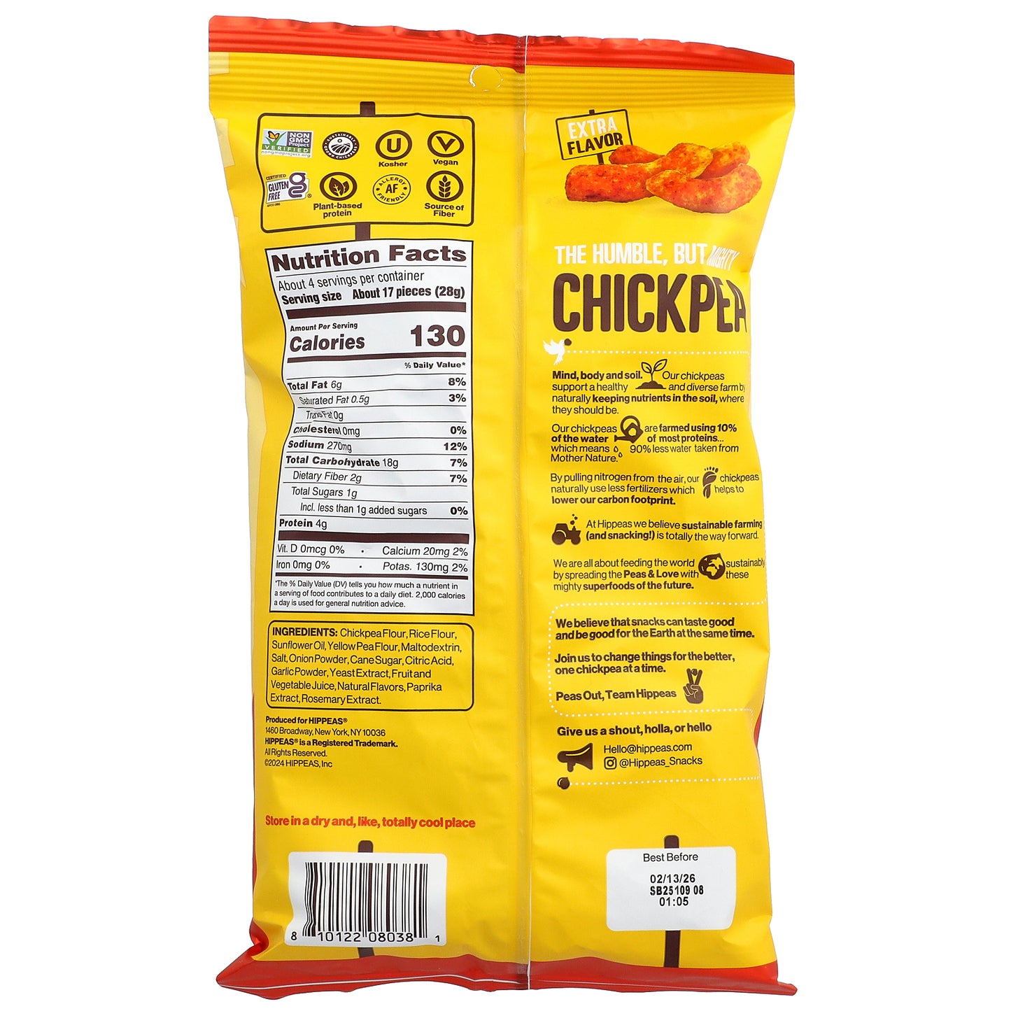 Hippeas, Chickpea Puffs, Blazin Hot, 3.75 oz (106 g)