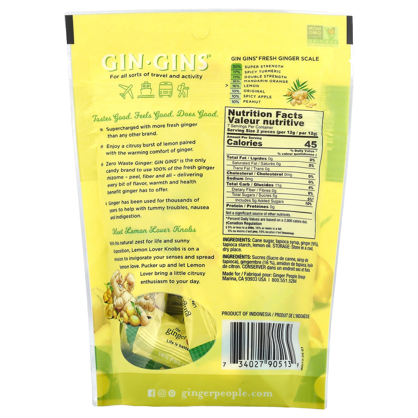 The Ginger People, Gin Gins®, Ginger Chews, Lemon, 3 oz (84 g)