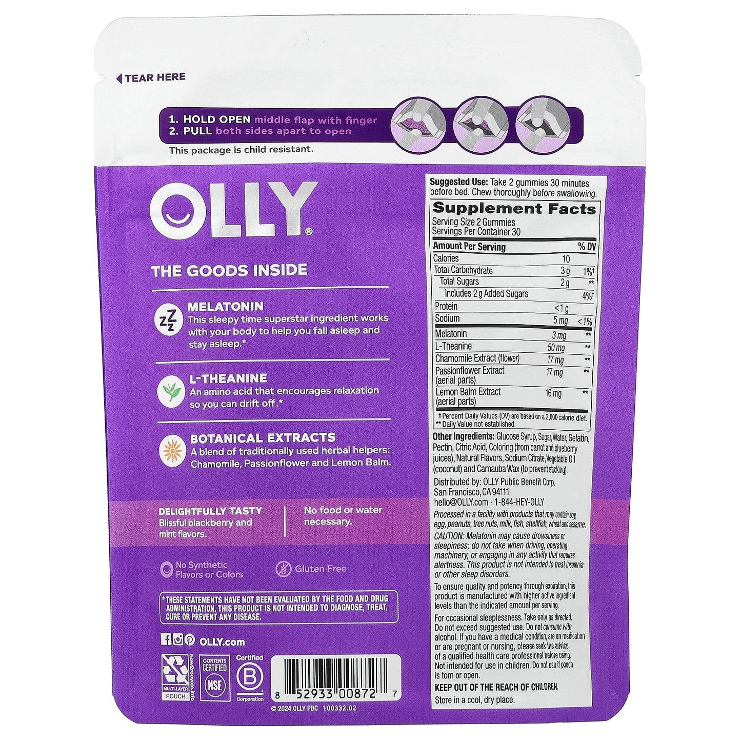 OLLY, Sleep Gummies, Blackberry Zen, 60 Gummies