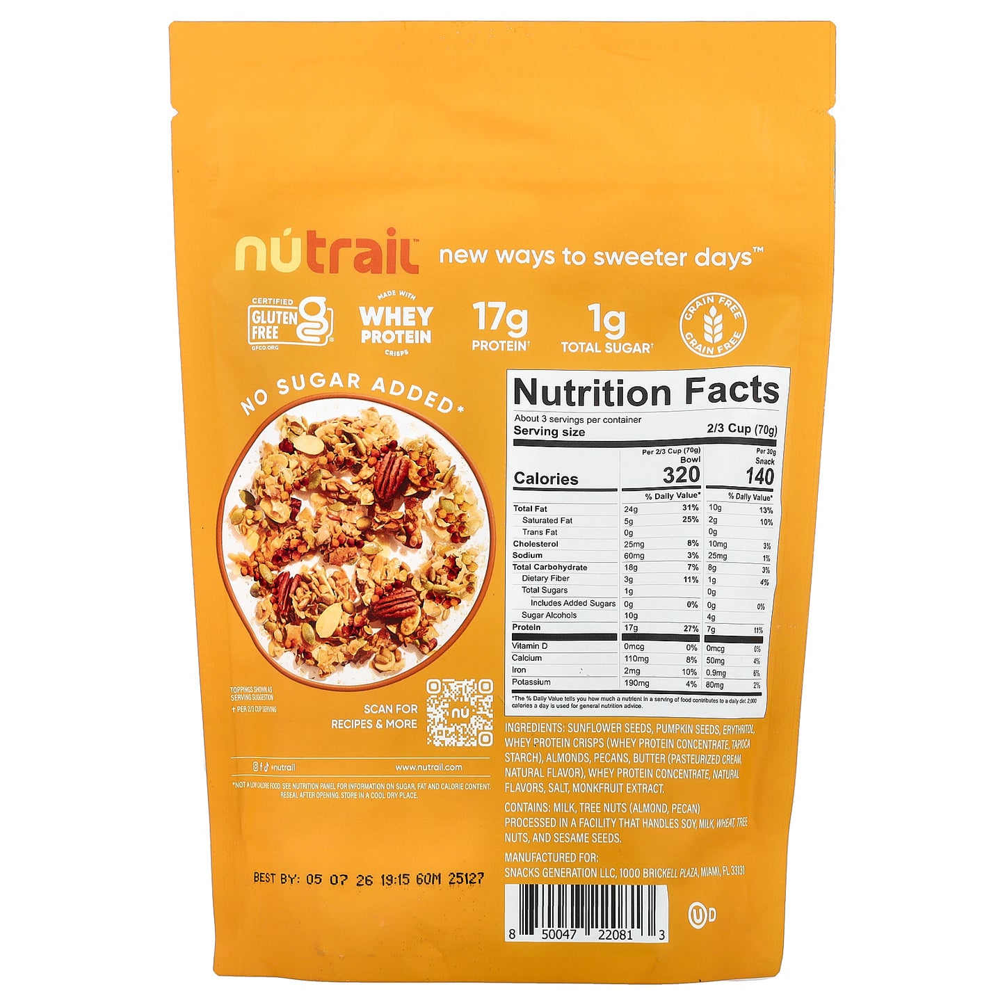 NuTrail, Protein Nut Granola, Honey Nut, 8 oz (227 g)