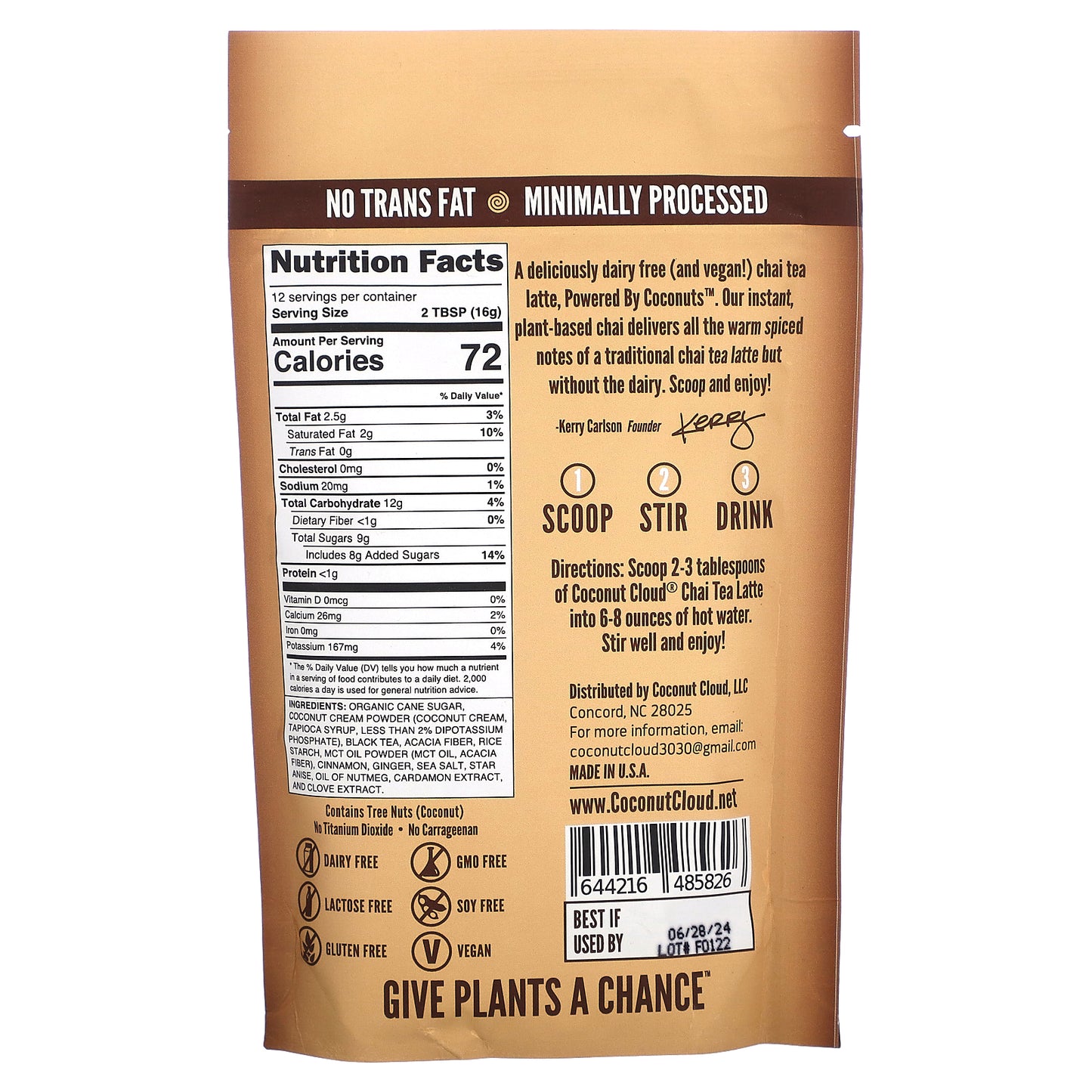 Coconut Cloud, Vegan Chai Tea Latte , 7 oz (198 g)