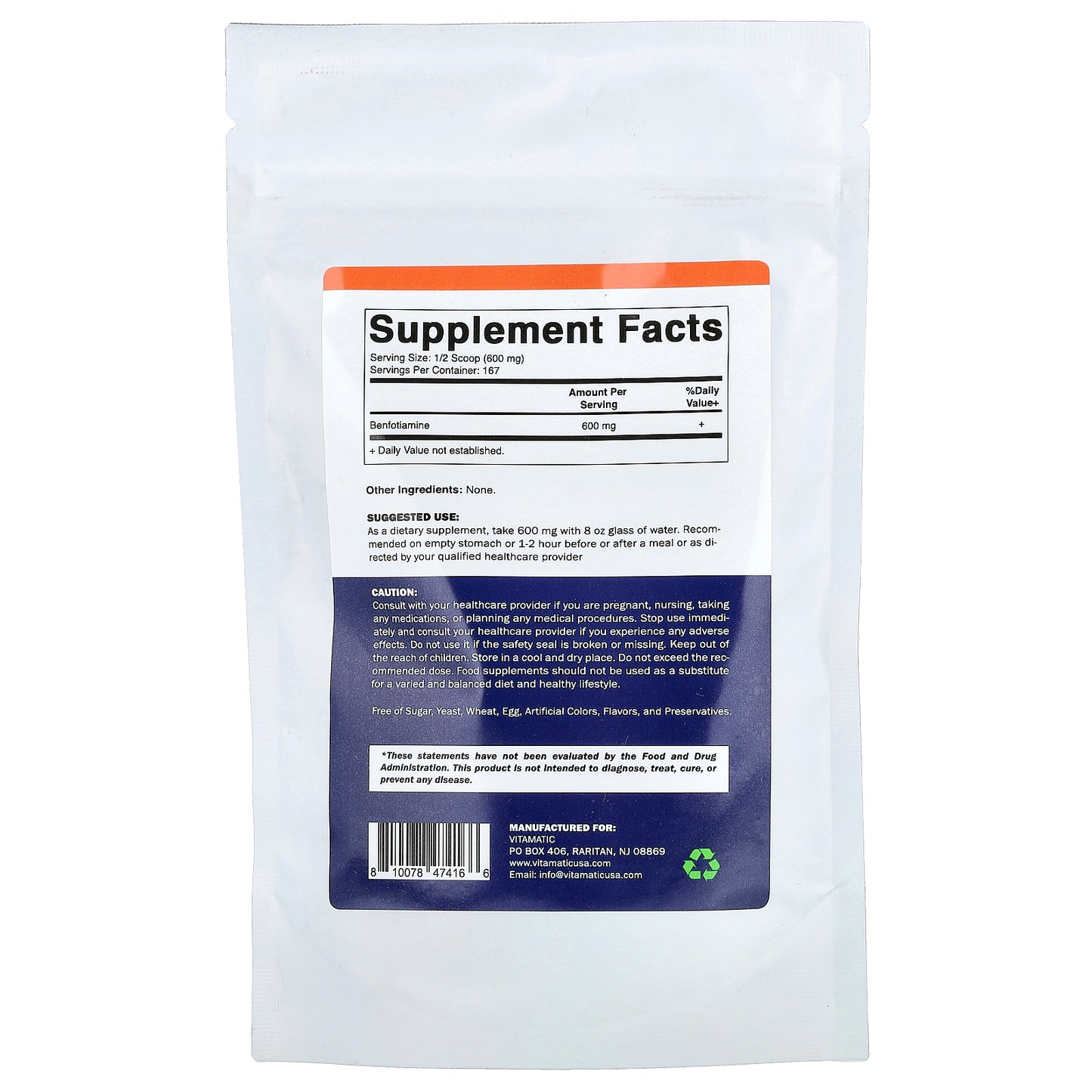 Vitamatic, Benfotiamine, 3.5 oz (100 g)