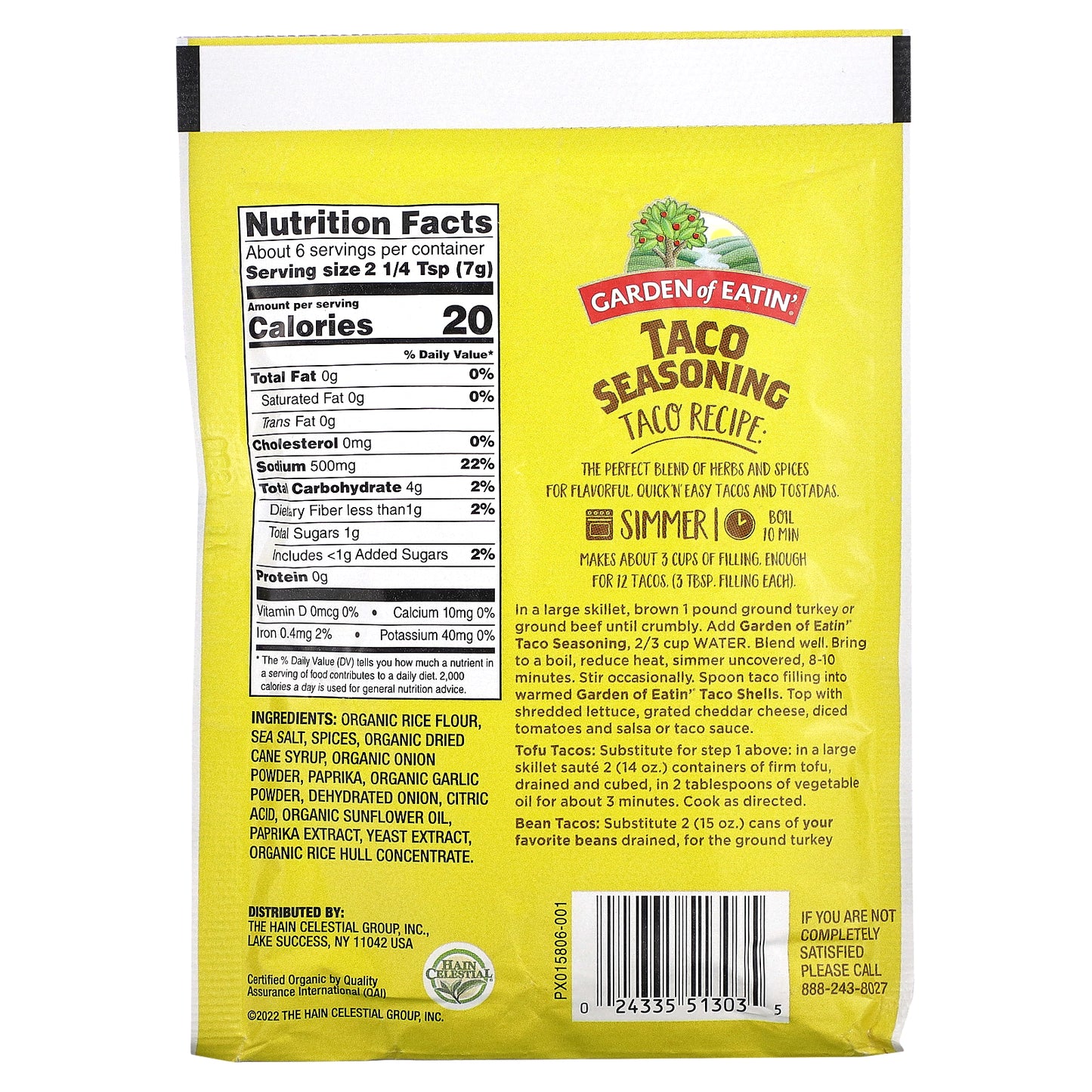 Garden of Eatin', Taco Seasoning, 1.4 oz (39 g)