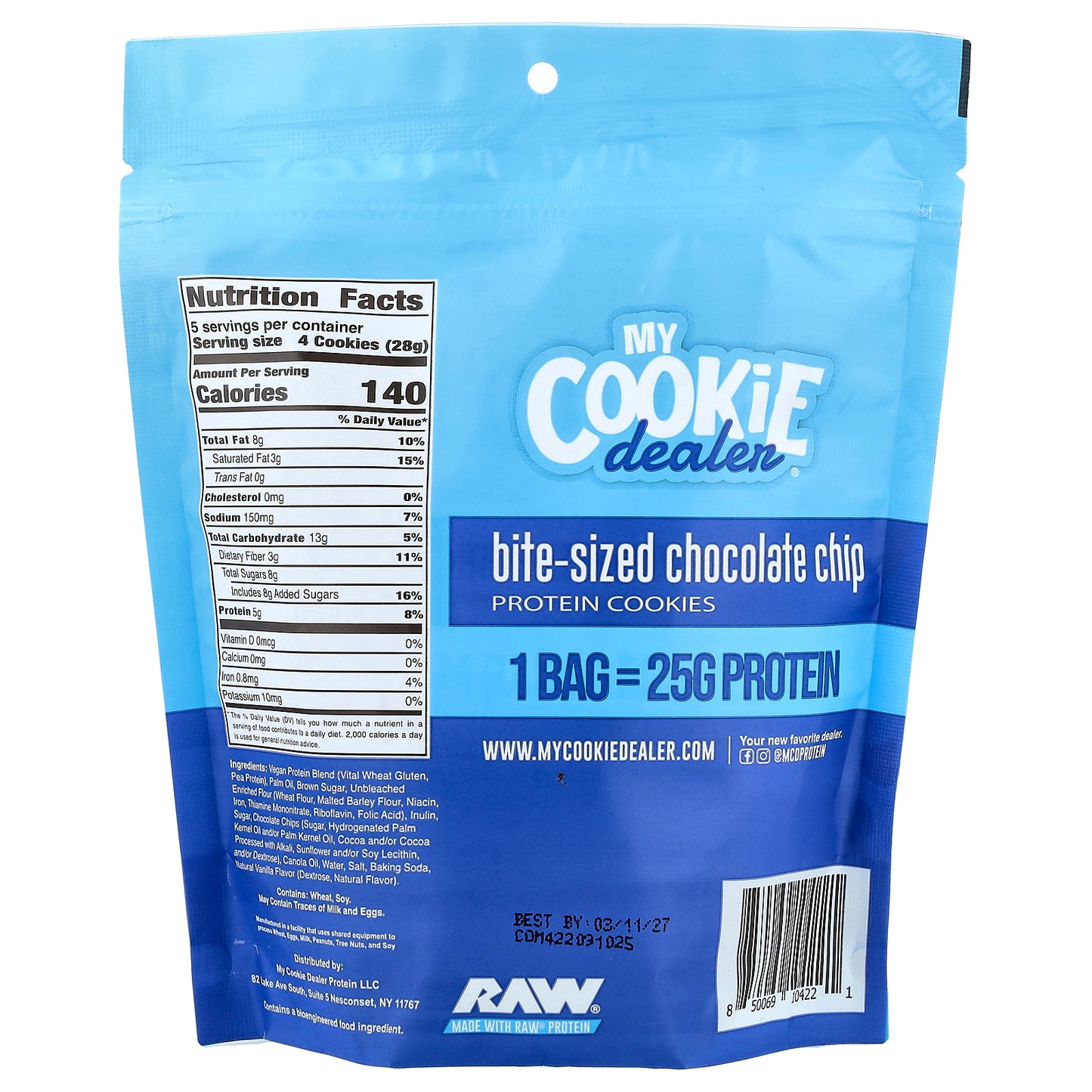 My Cookie Dealer Protein, Bite-Sized Protein Cookies, Chocolate Chip, 5 oz (142 g)