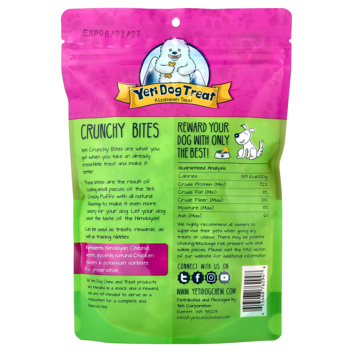 Yeti Dog Chew, Crunchy Bites, For Dogs, Chicken Liver, 4 oz (110 g)