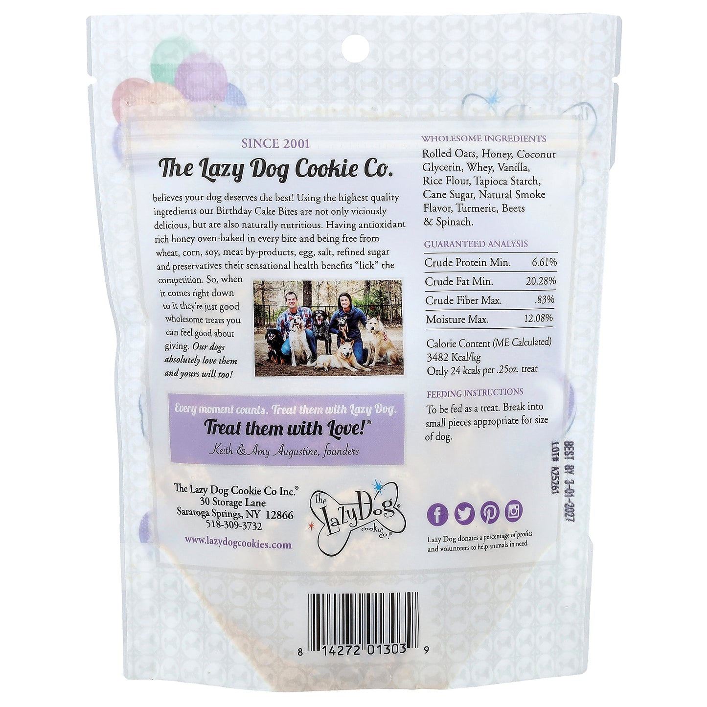 Lazy Dog Cookie, Natural Treats For Dogs, Birthday Cake Bites, 5 oz (141.74 g)