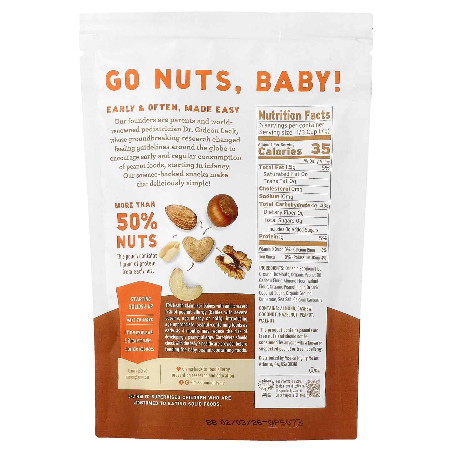 Mission MightyMe, Nutty Puffs, Mixed Nut Butter + Cinnamon, 1.5 oz (42 g)