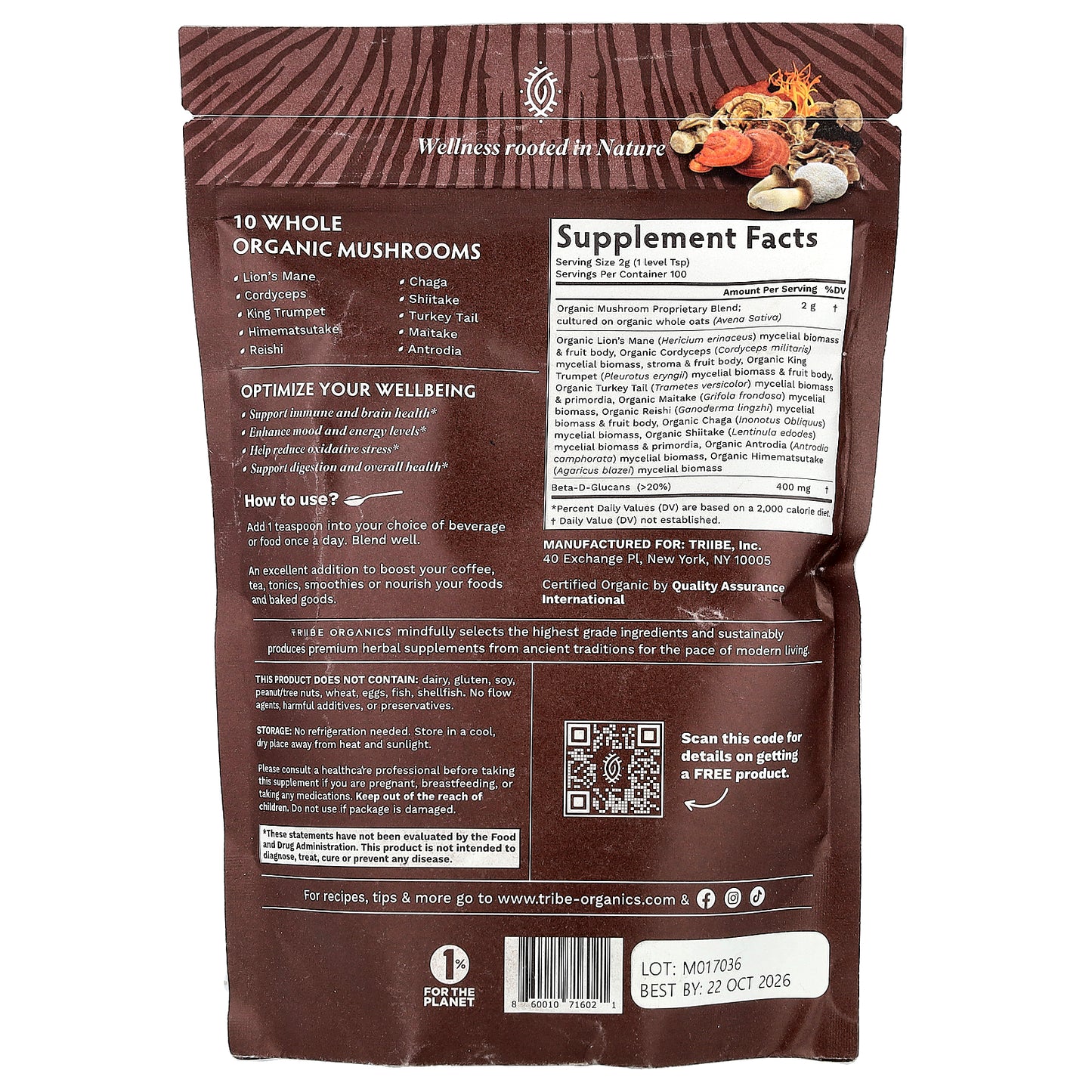 Tribe Organics, Mushroom Golden Blend, 7.05 oz (200 g)