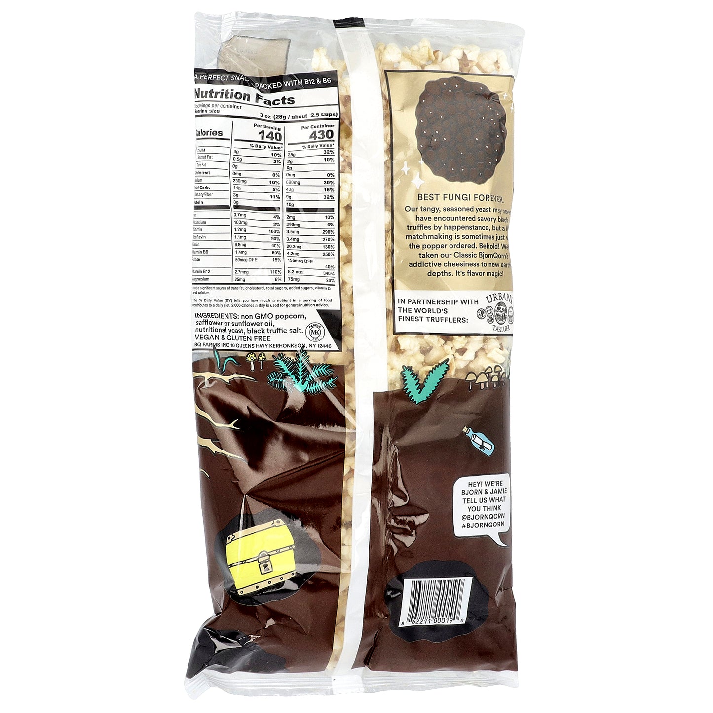 BjornQorn, Sun-Popped Corn, Earth Truffle, 3 oz (85 g)