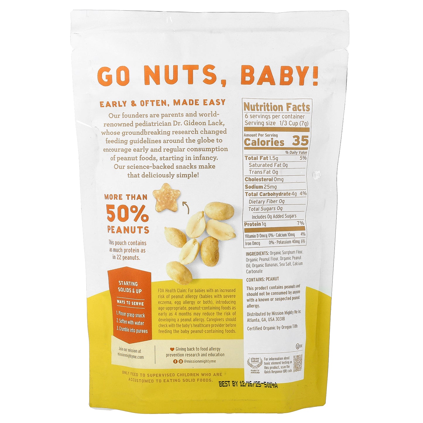 Mission MightyMe, Nutty Puffs, Organic Peanut Butter + Banana, 1.5 oz (42 g)