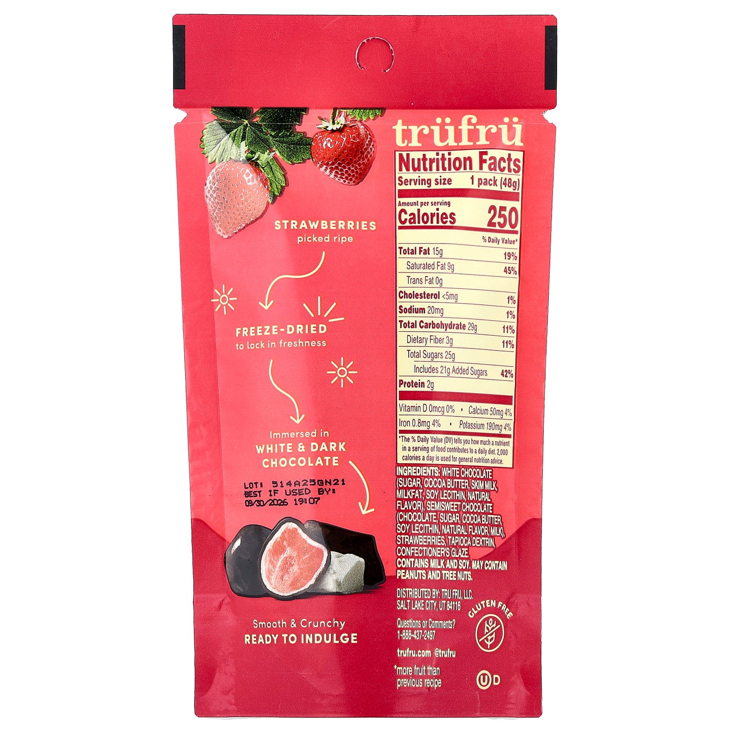 Tru Fru, Freeze-Dried Strawberries, Dark + White Chocolate, 1.7 oz (48 g)