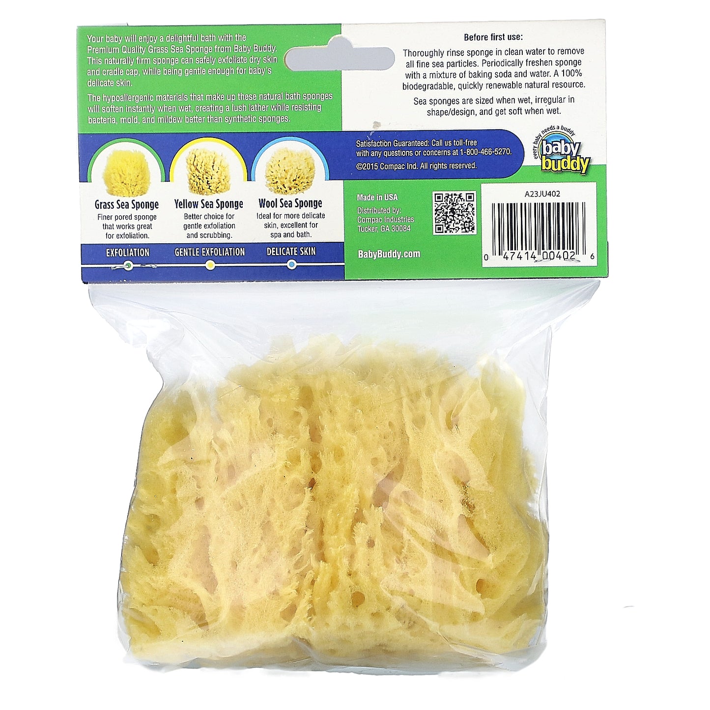 Baby Buddy, Natural Grass Sea Sponge, 0+ Months, 1 Sponge