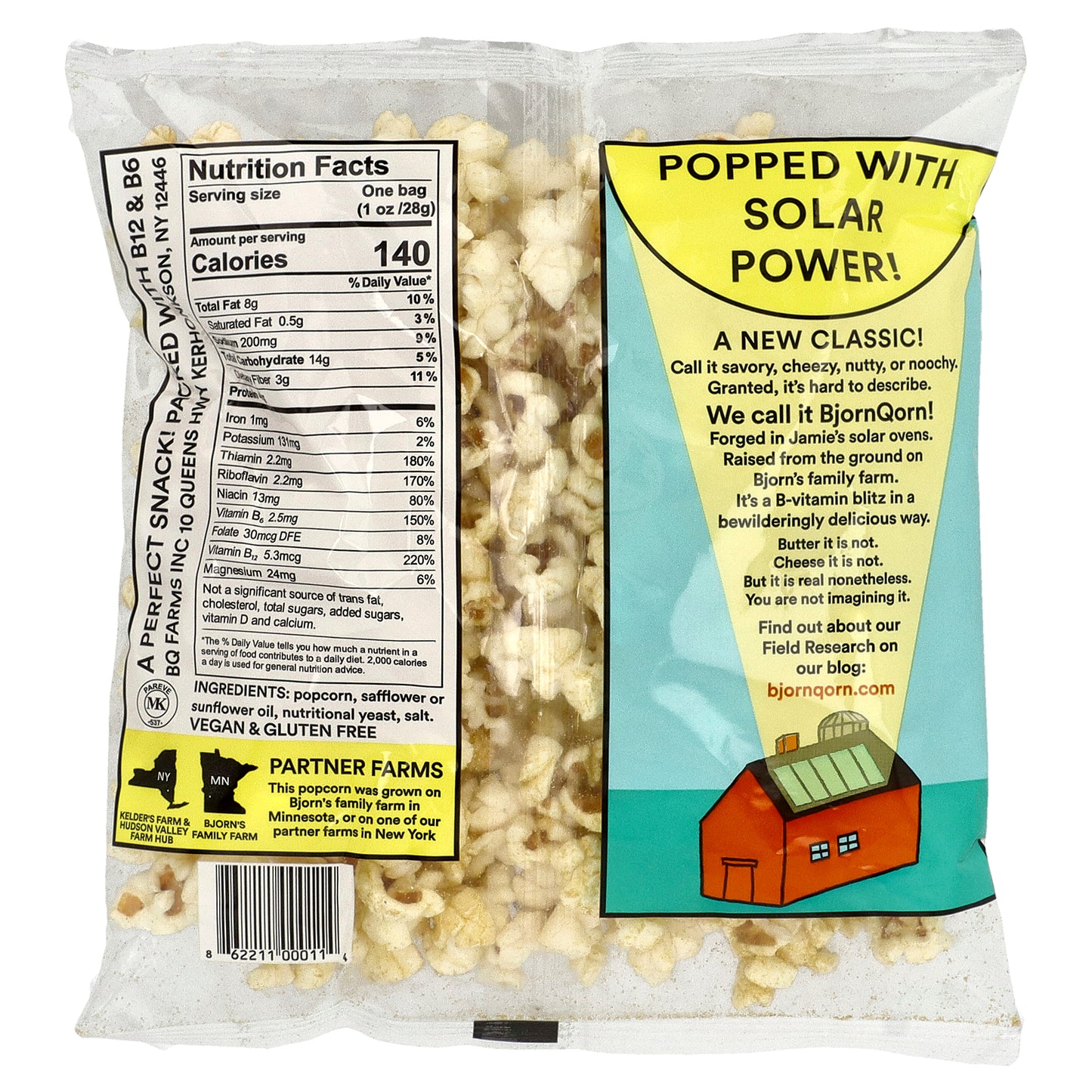 BjornQorn, Sun-Popped Corn, Classic, 1 oz (28 g)