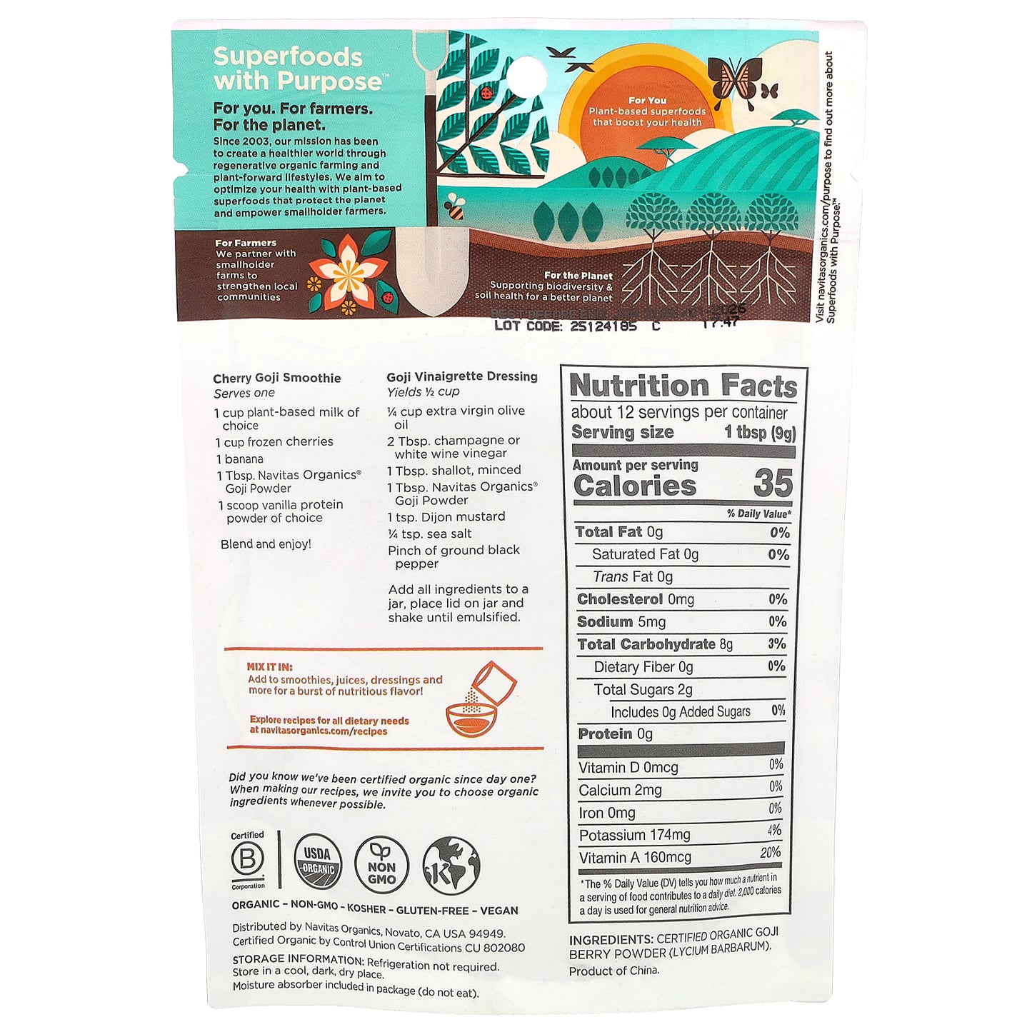 Navitas Organics, Organic Goji Powder, 4 oz (113 g)