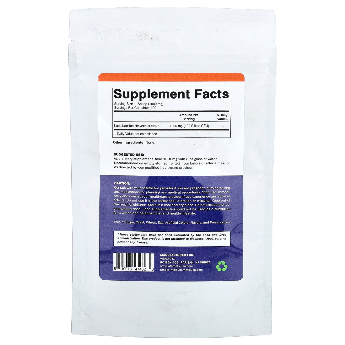 Vitamatic, Lactobacillus Helveticus, 3.5 oz (100 g)