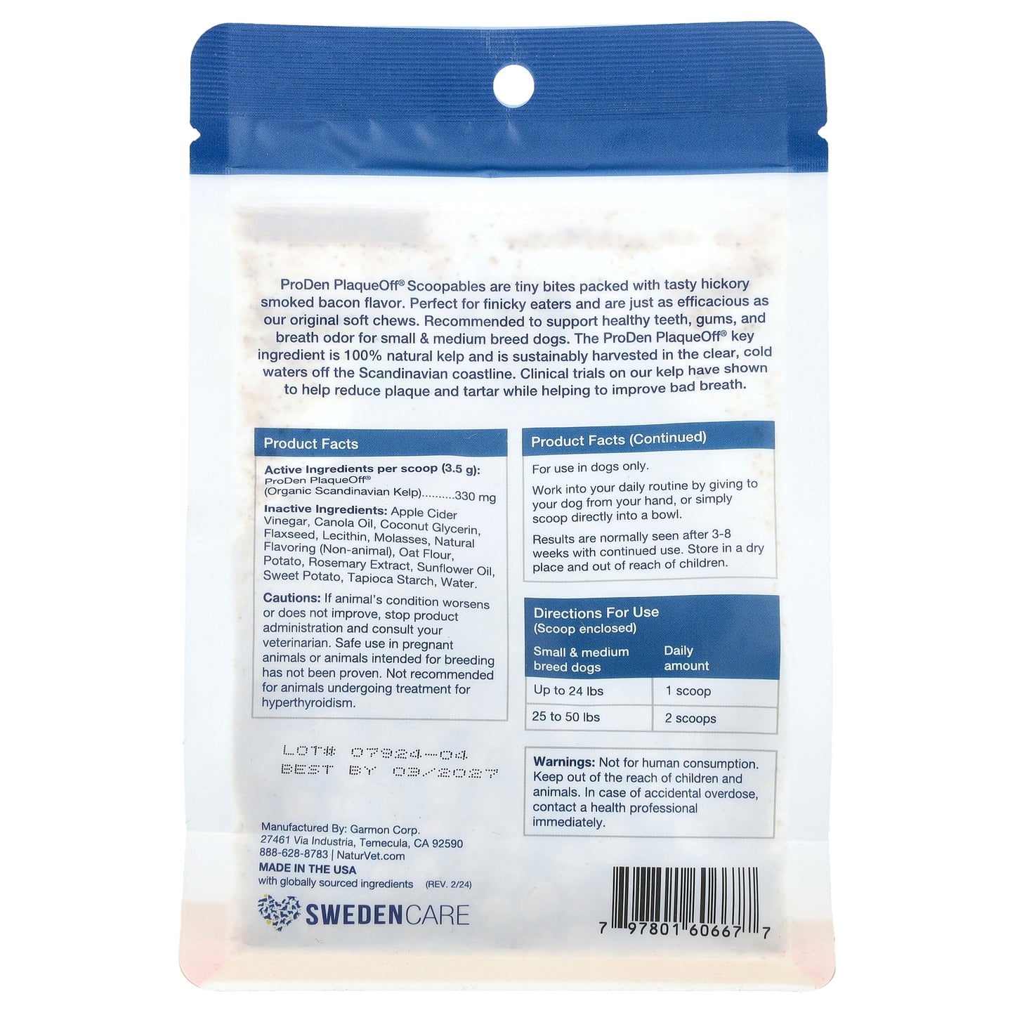 ProDen PlaqueOff® Scoopables, For Small & Medium Breed Dogs, Hickory Smoked Bacon, 5.5 oz (157.5 g)