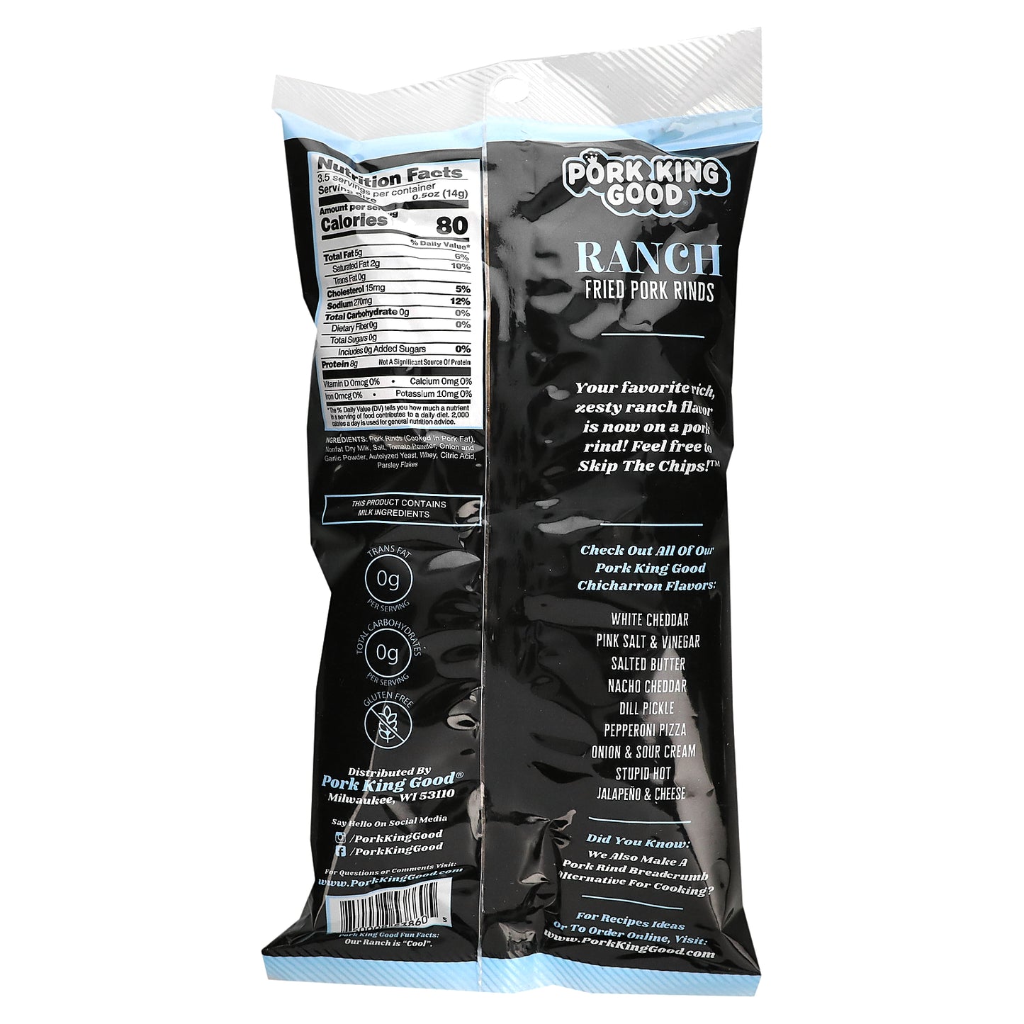 Pork King Good, Flavored Chicharrones, Ranch, 1.75 oz (49.5 g)