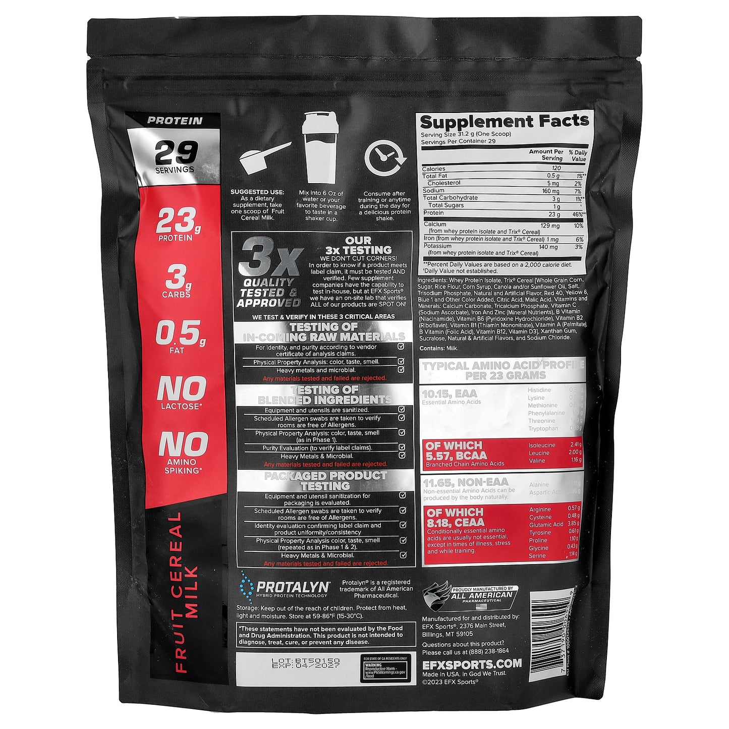 EFX Sports, Protalyn® Whey Protein Isolate, Fruit Cereal Milk, 2 lb (907 g)