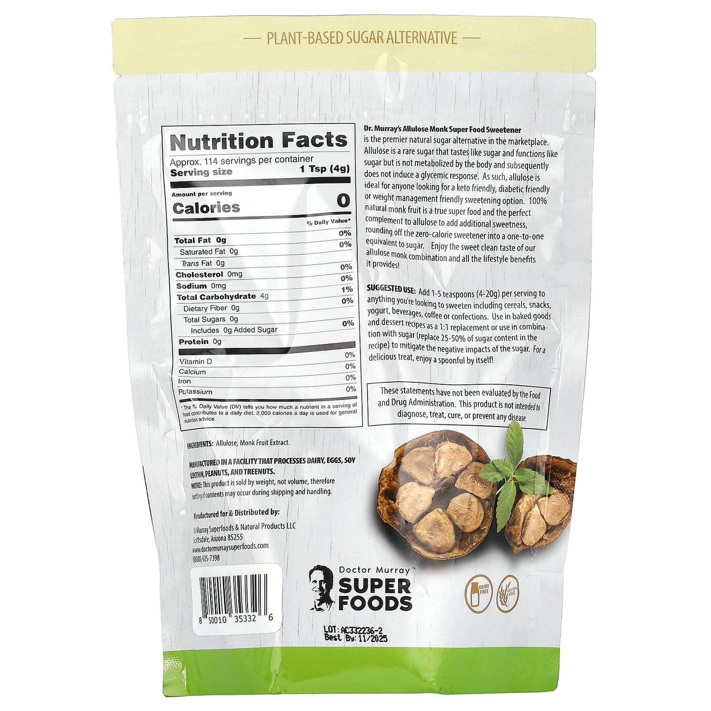 Dr. Murray's, Allulose Monk, Sugar Alternative, 16 oz (454 g)