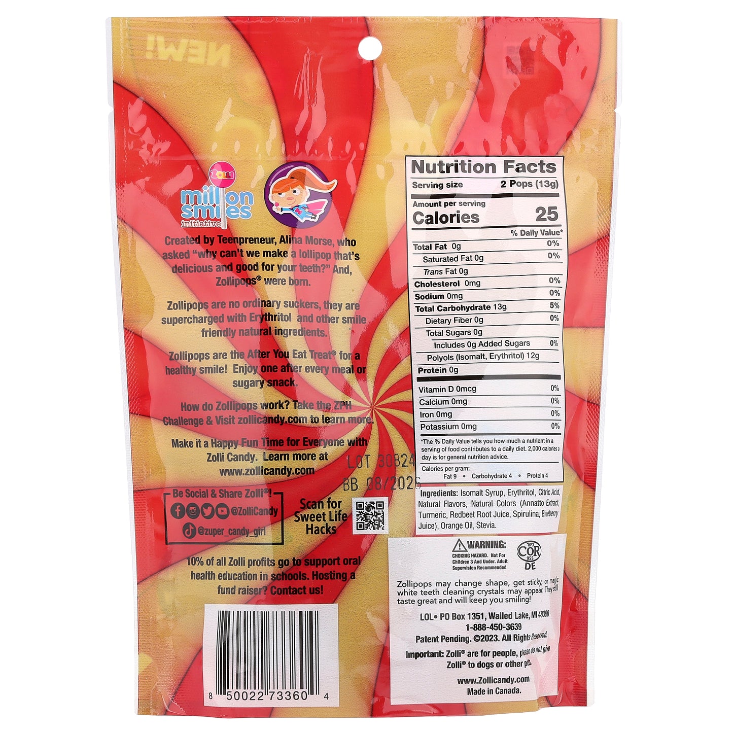 Zollipops, Suckers, Mango + Strawberry, 5.2 oz (147 g)