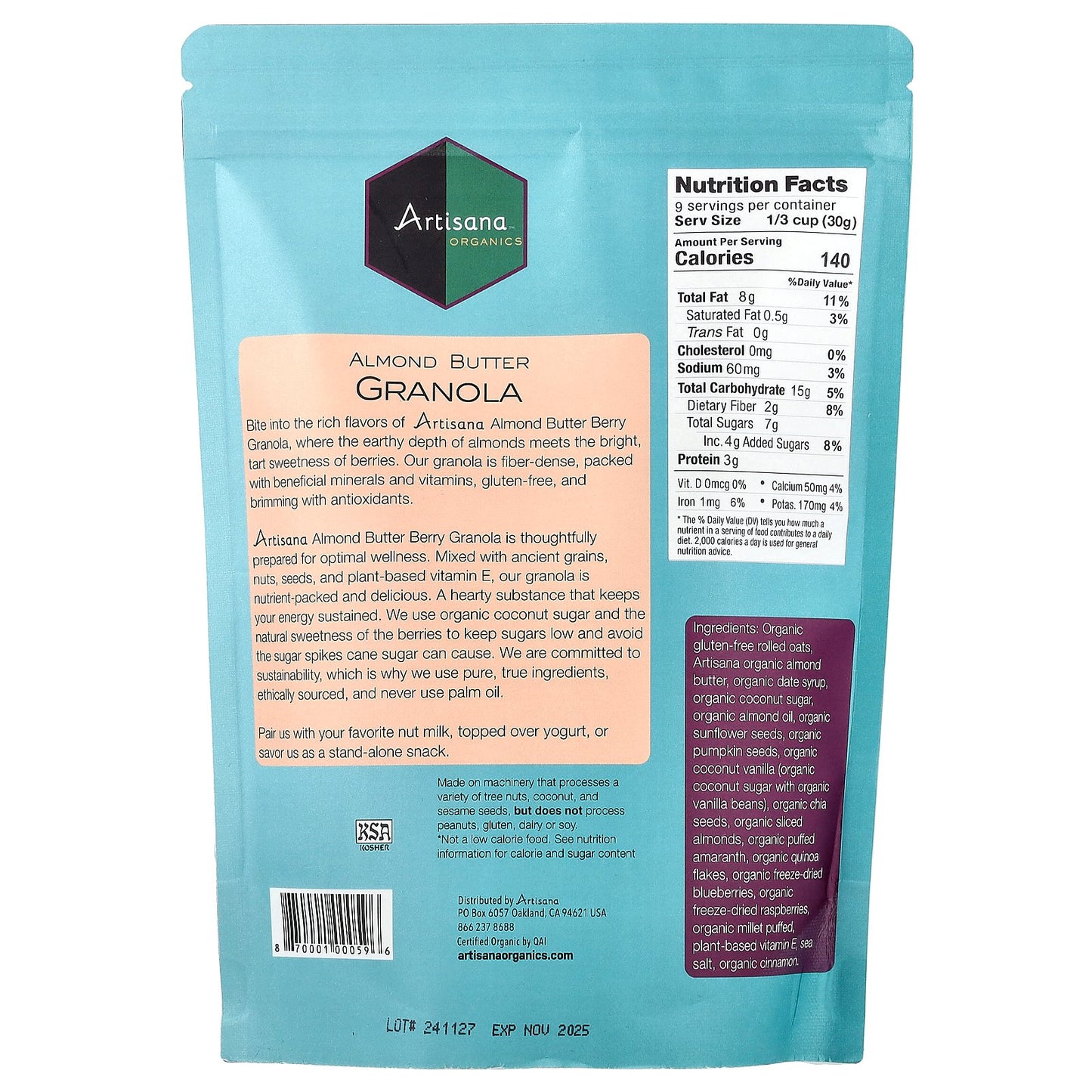 Artisana, Organics, Almond Butter Granola, 10 oz (283 g)