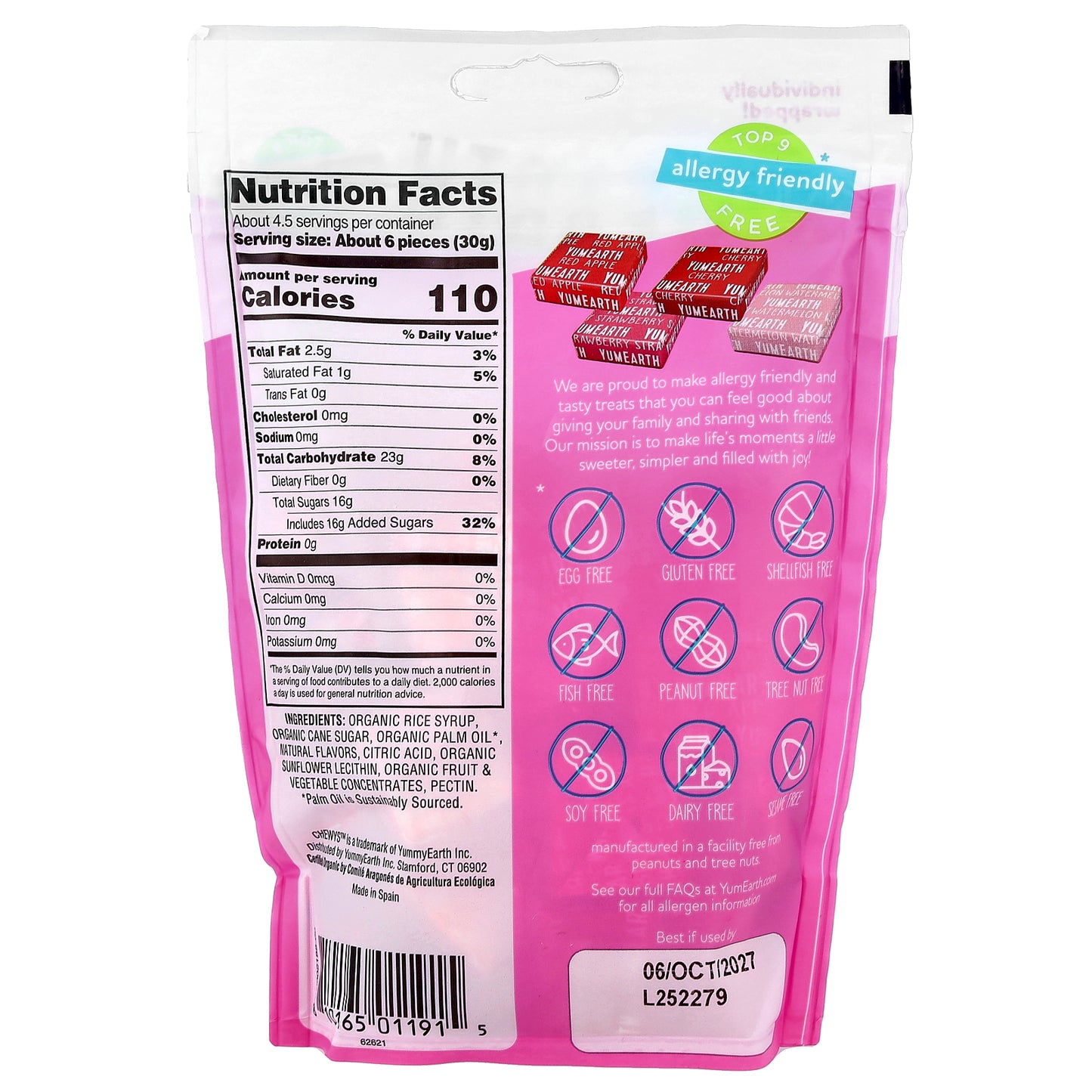 YumEarth, Organic Chewys™, Fruity Reds, 5 oz (142 g)