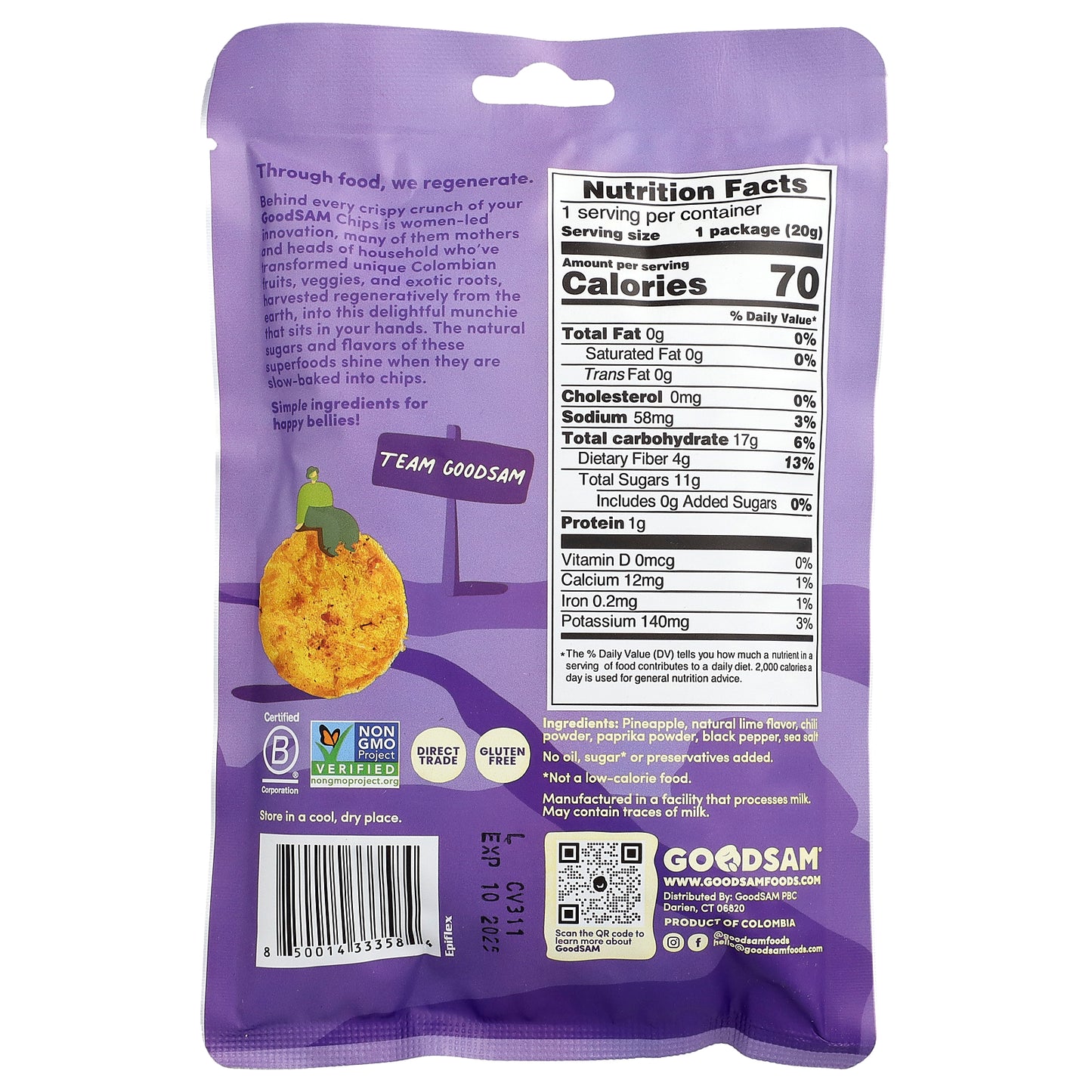 GoodSam, Small Farms™, Crispy Crunchy Chips, Pineapple Chili Lime, 0.7 oz (20 g)