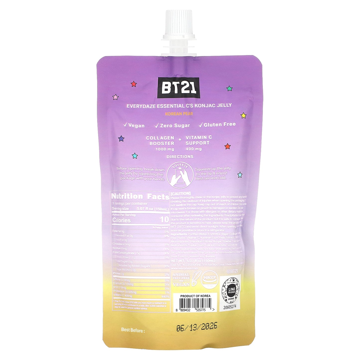 Everydaze, Essential C's Konjac Jelly, Korean Pear , 5.07 fl oz (150 ml)