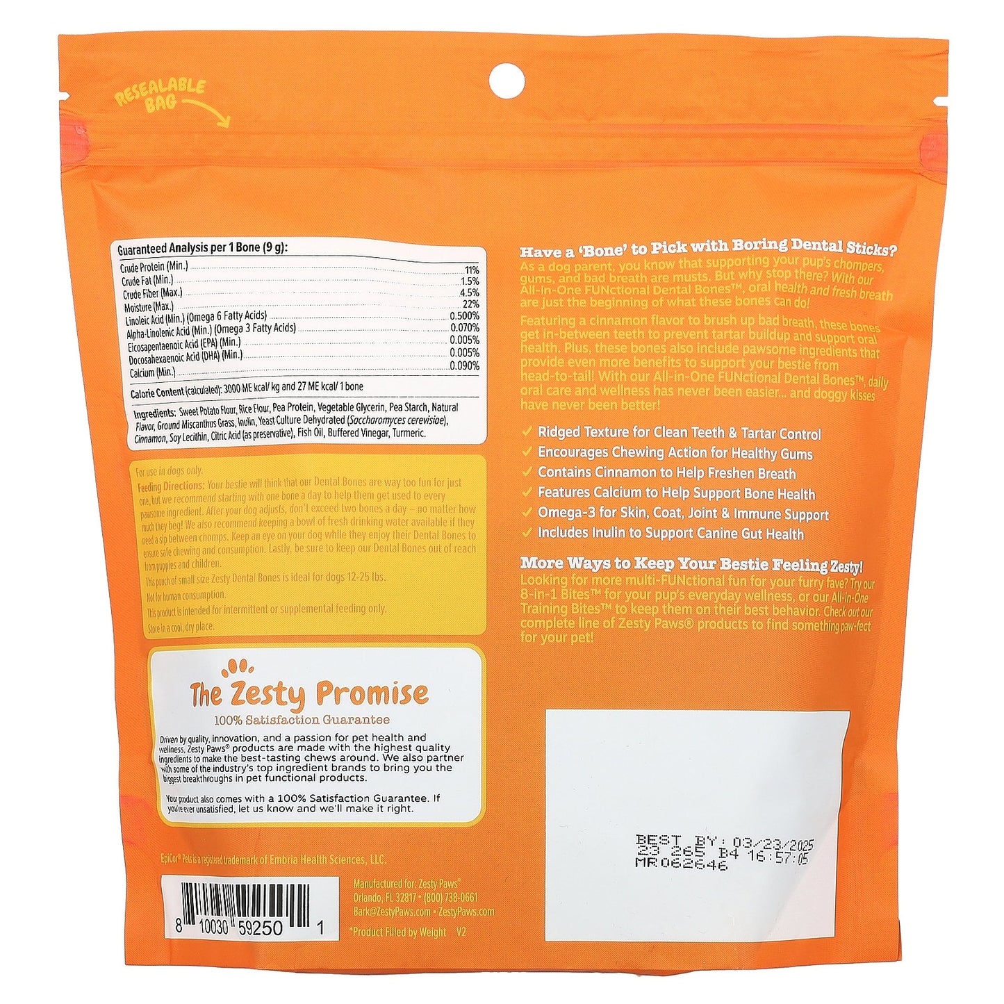 Zesty Paws, All-In-One Functional Dental Bones, For Dogs, All Ages, Cinnamon, 28 Small Dental Bones, 8.4 oz (238 g)