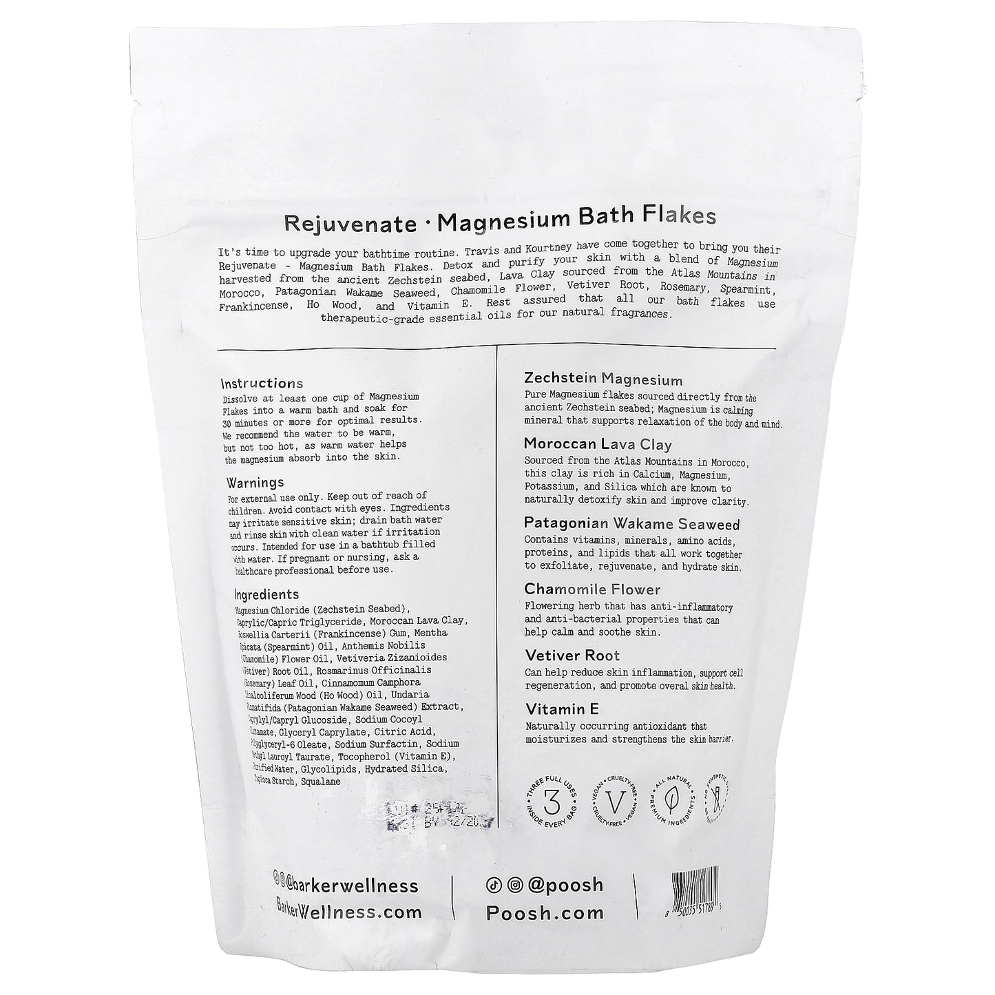 Barker Wellness Co, Rejuvenate, Magnesium Bath Flakes, 26.5 oz (750 g)